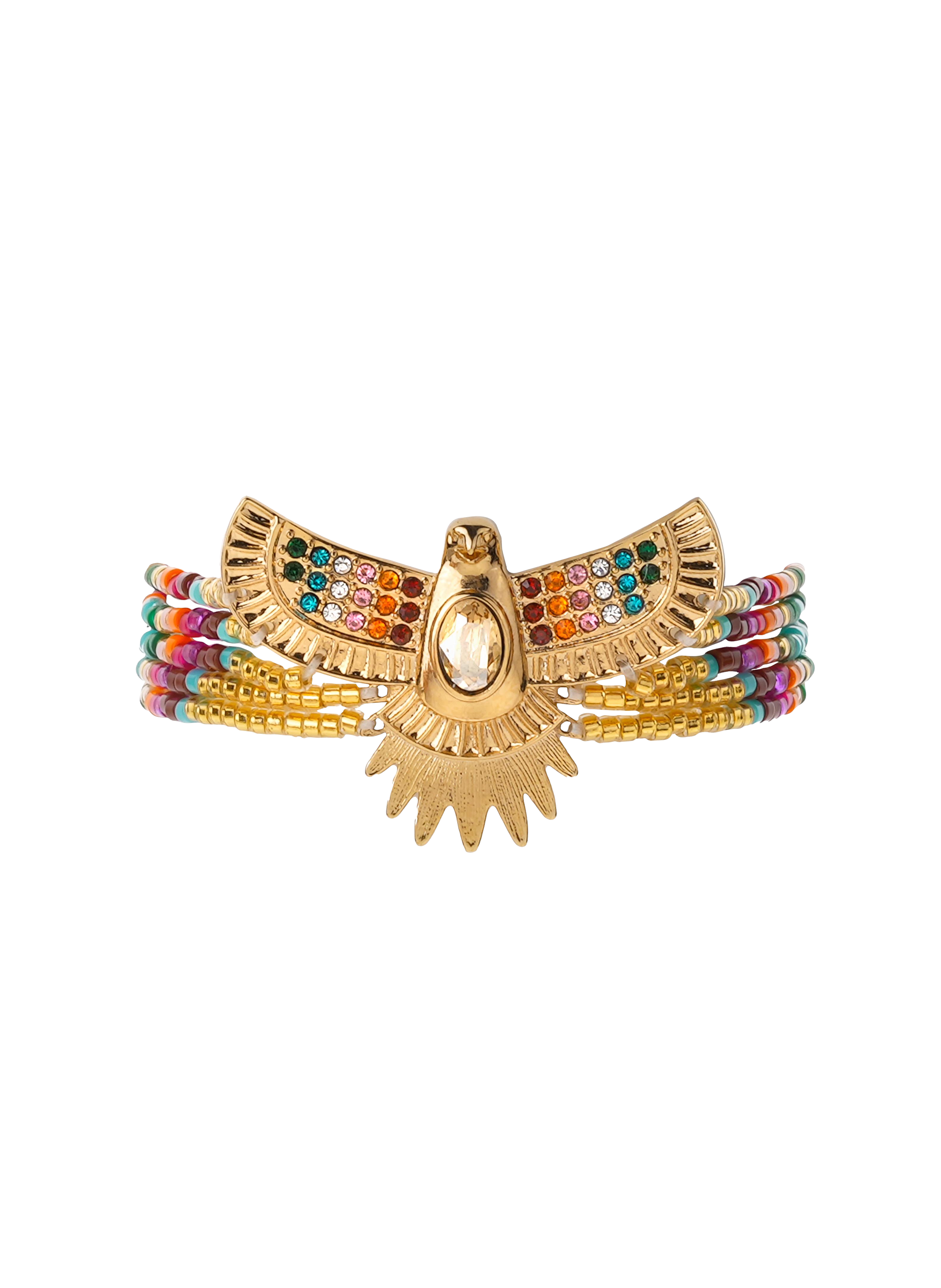 Adjustable bracelet with beads and central cabochon HIPANEMA Multicolored