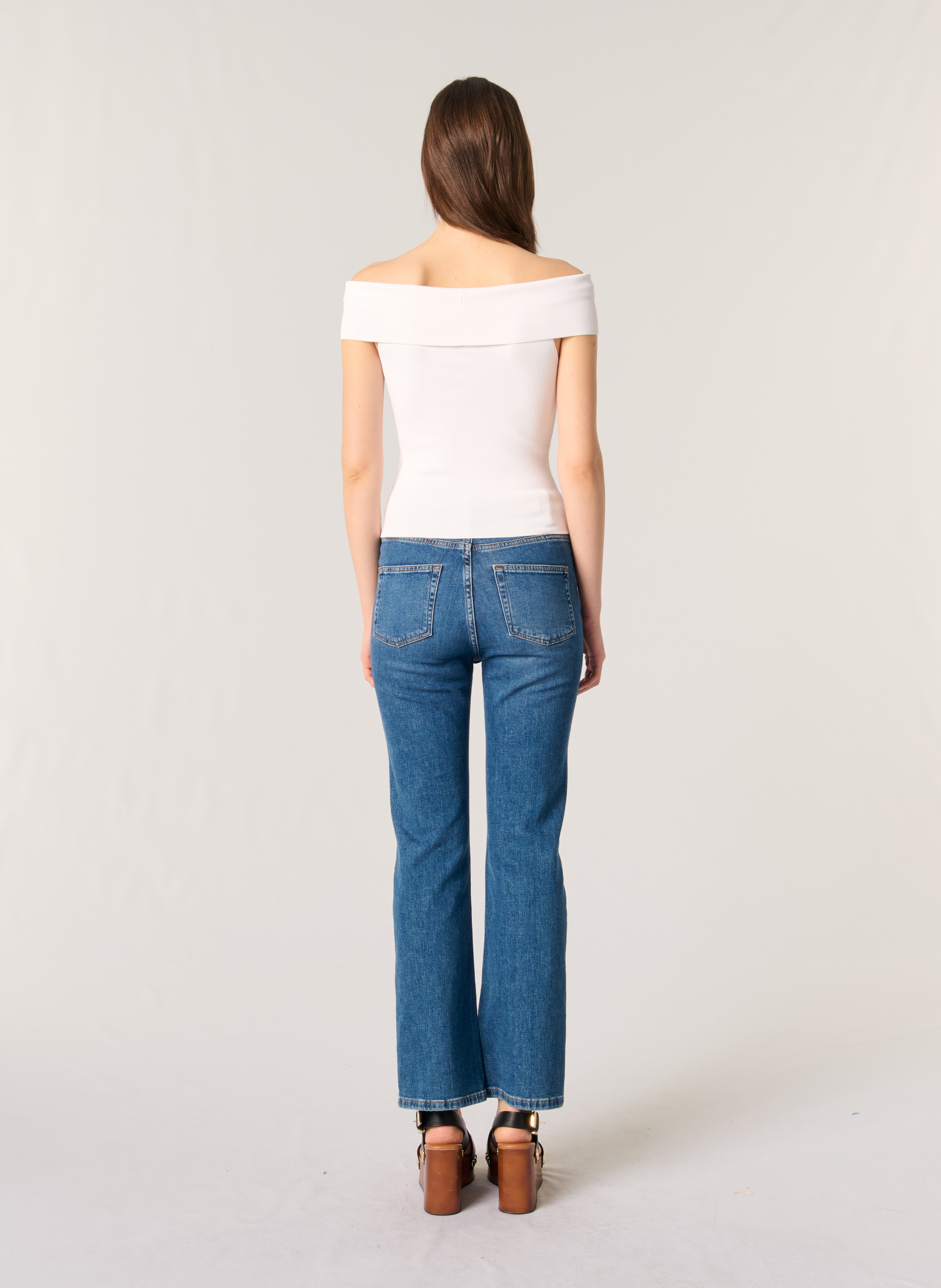 Top col bardot MAJE Blanc