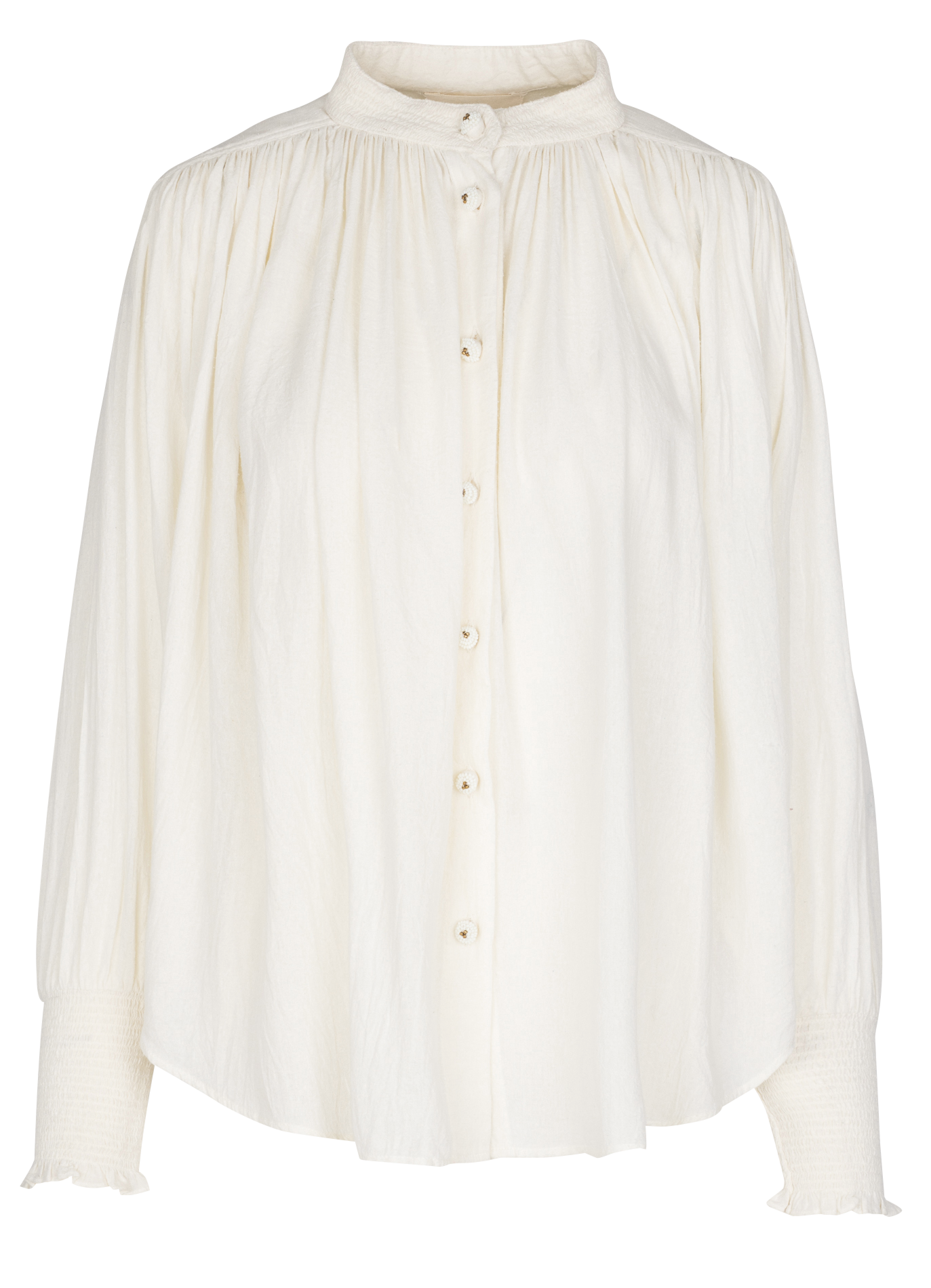 Blouse ample boutonnée unie V DE VINSTER Blanc