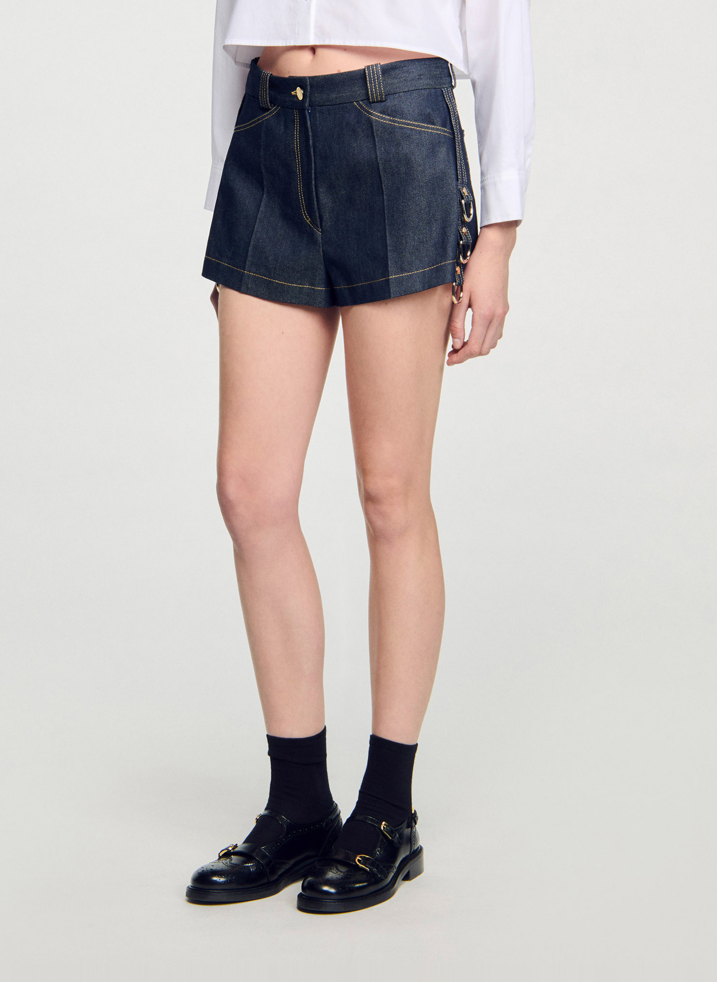 Short en denim SANDRO Bleu