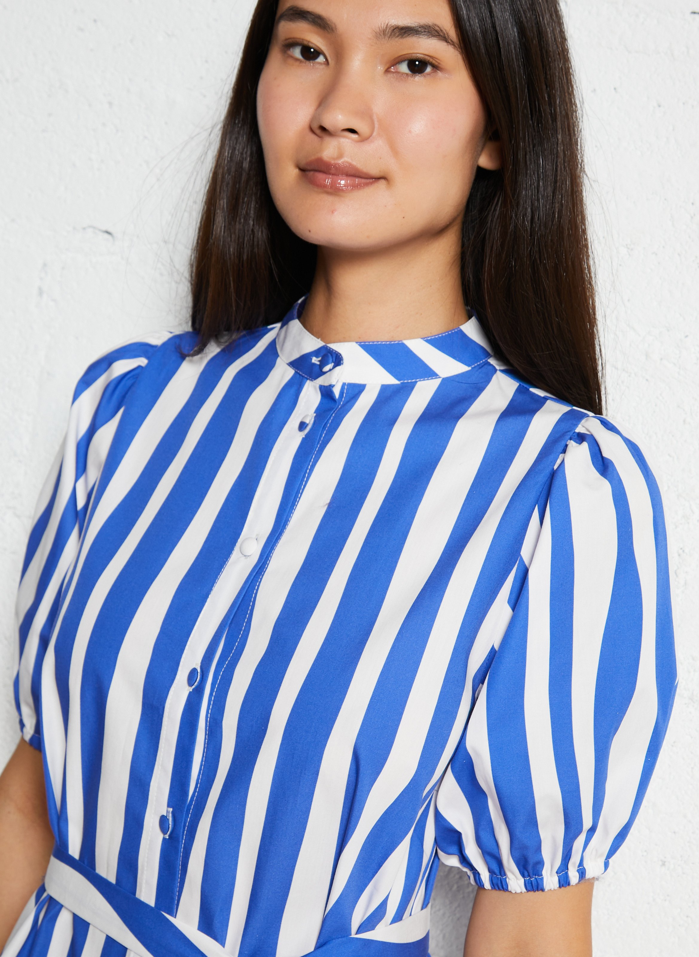 Short striped cotton dress ELISE CHALMIN Blue