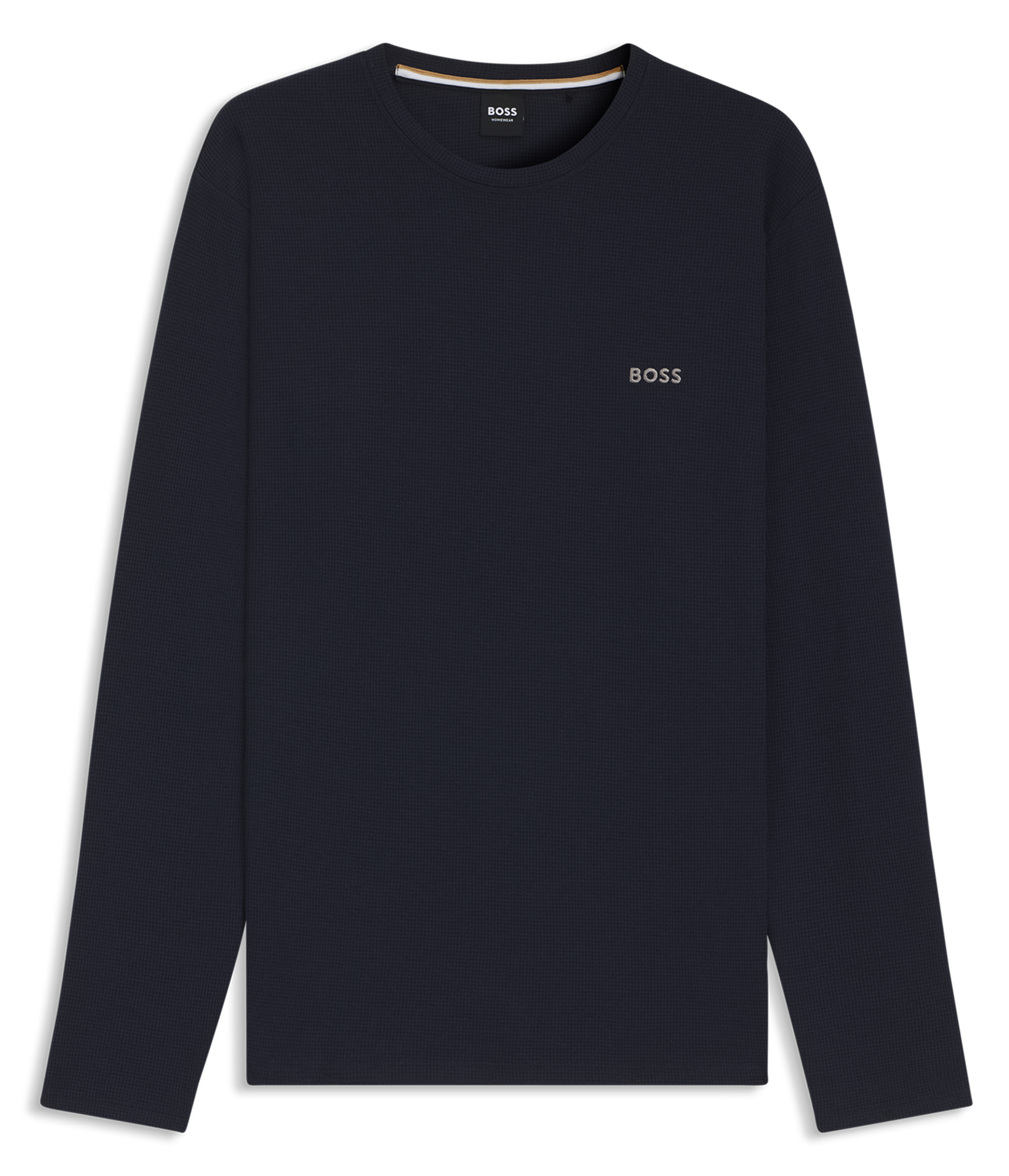 Straight long-sleeved T-shirt with logo BOSS Blue