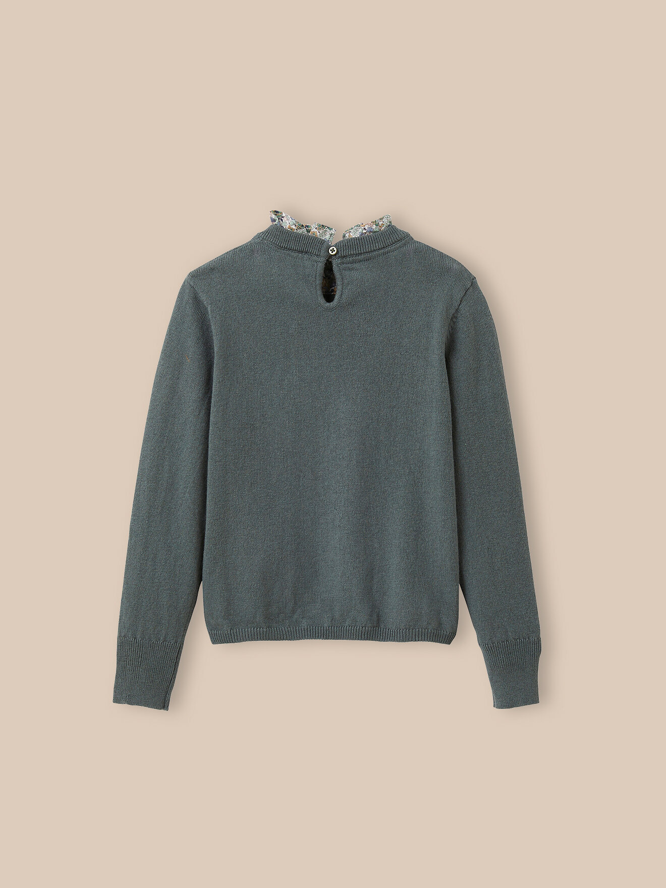 Sweater with Liberty fabric collar CYRILLUS Green