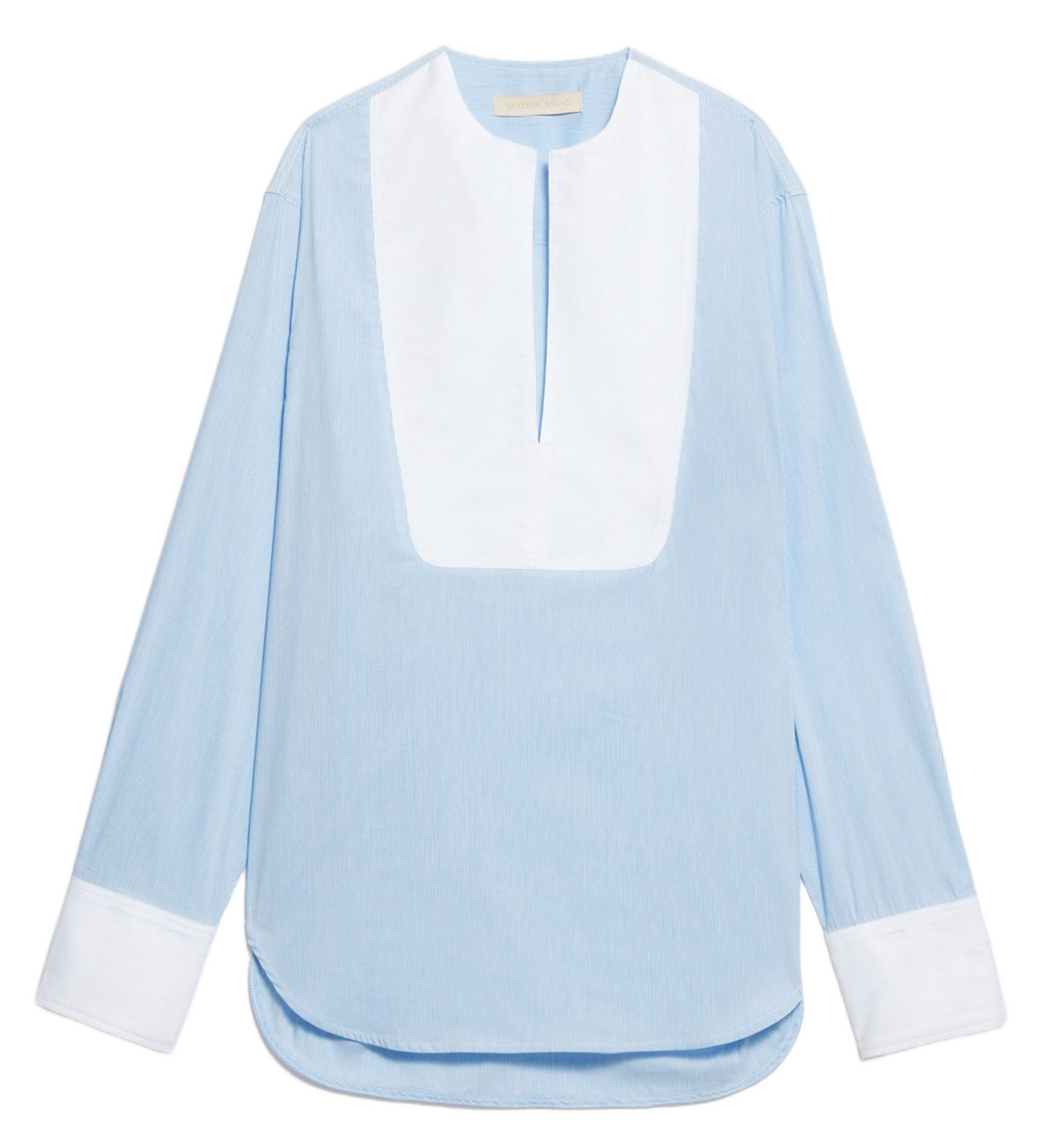 Round-neck cotton-blend blouse VANESSA BRUNO Blue
