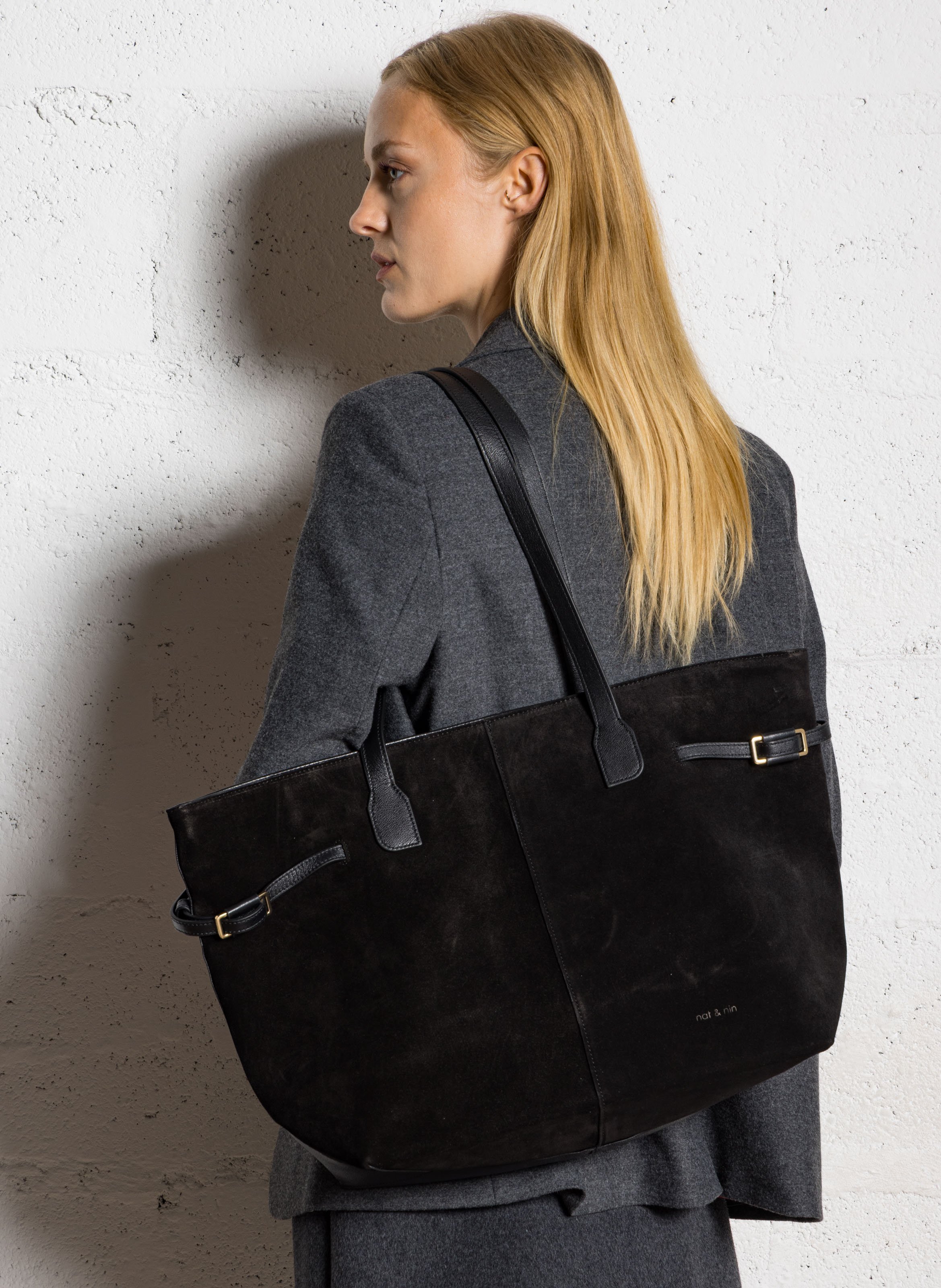 Sac cabas en cuir NAT & NIN Noir