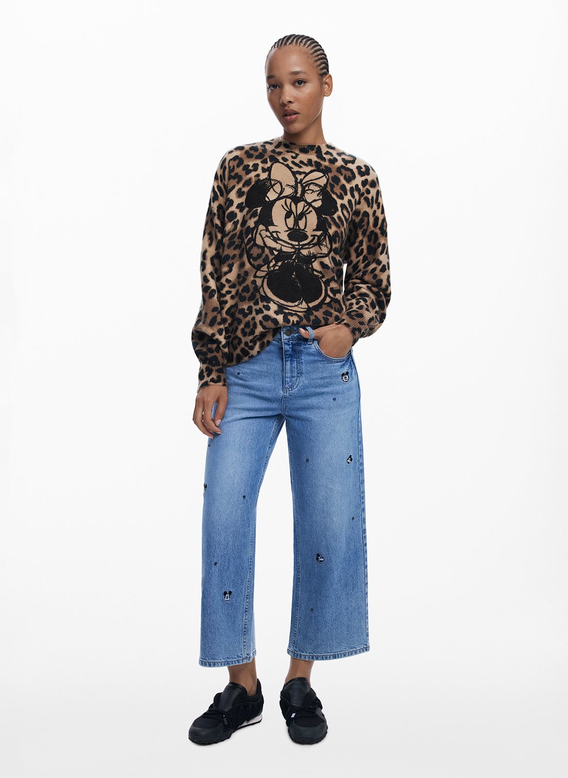 Felpa girocollo leopardata DESIGUAL Marrone