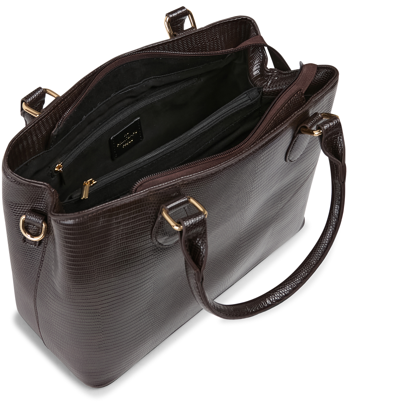 Embossed crocodile shoulder bag AU PRINTEMPS PARIS Brown