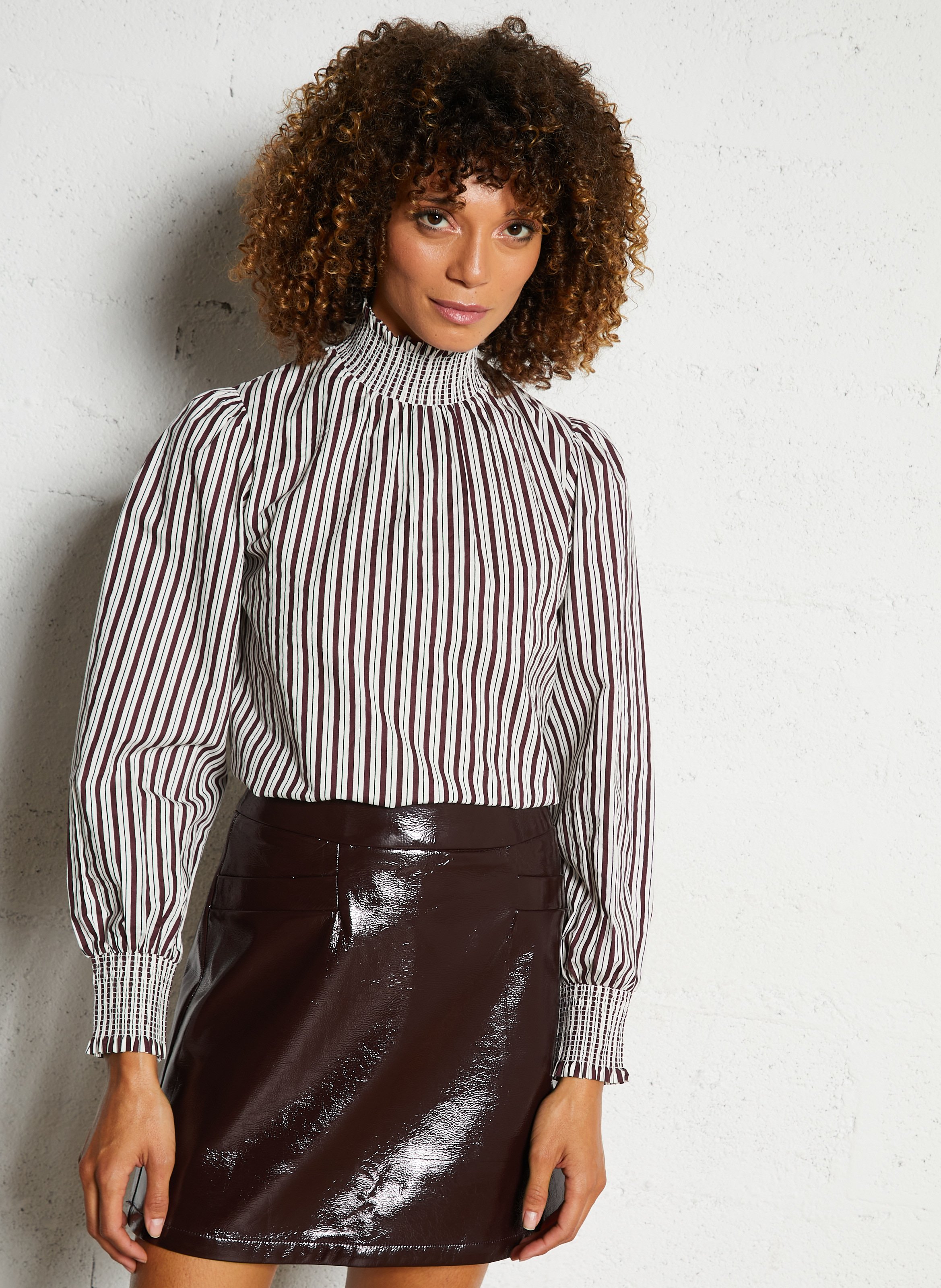 Straight high-neck cotton blouse PETITE MENDIGOTE