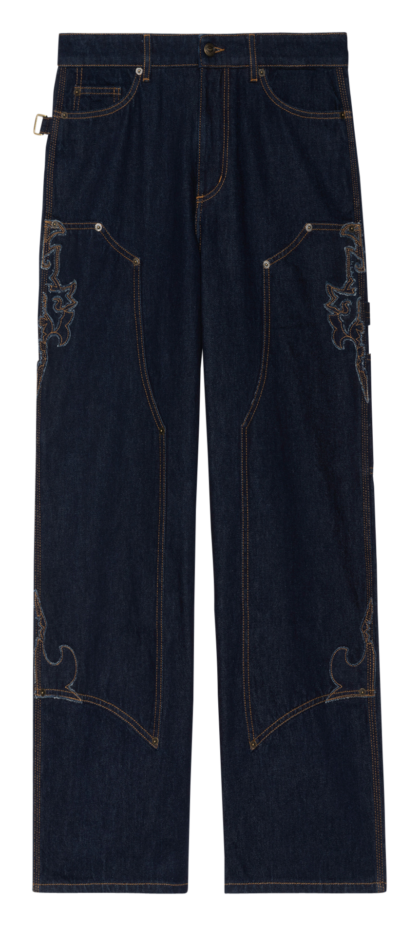 Jean droit en coton Bleu