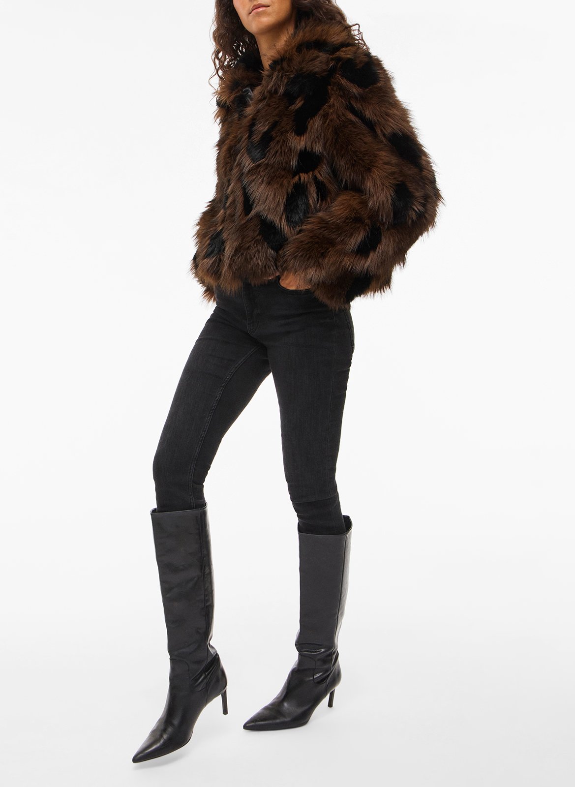 Manteau droit en fourrure synthétique VILA Noir