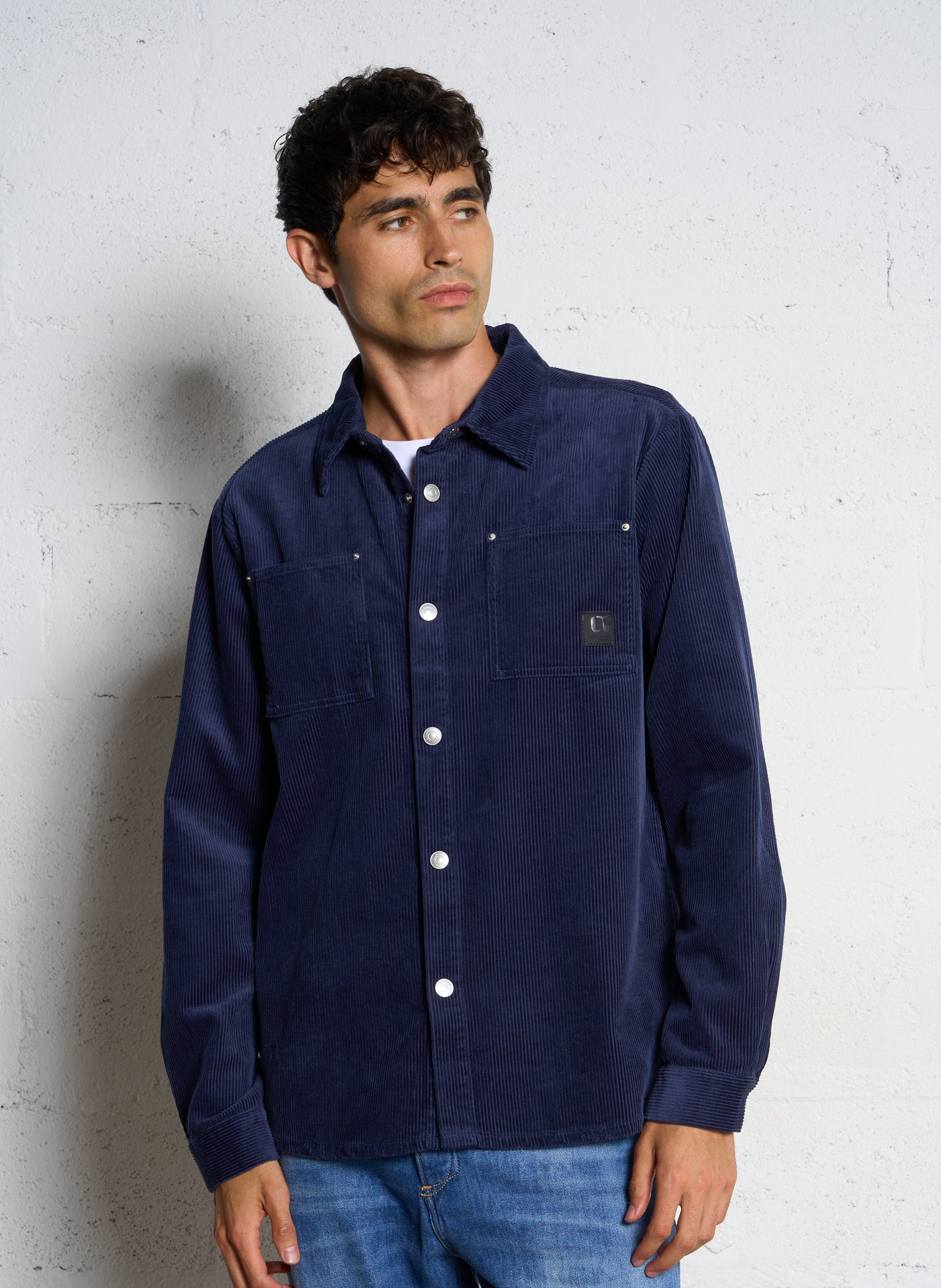 Camicia dritta in velluto a coste LE TEMPS DES CERISES Blu