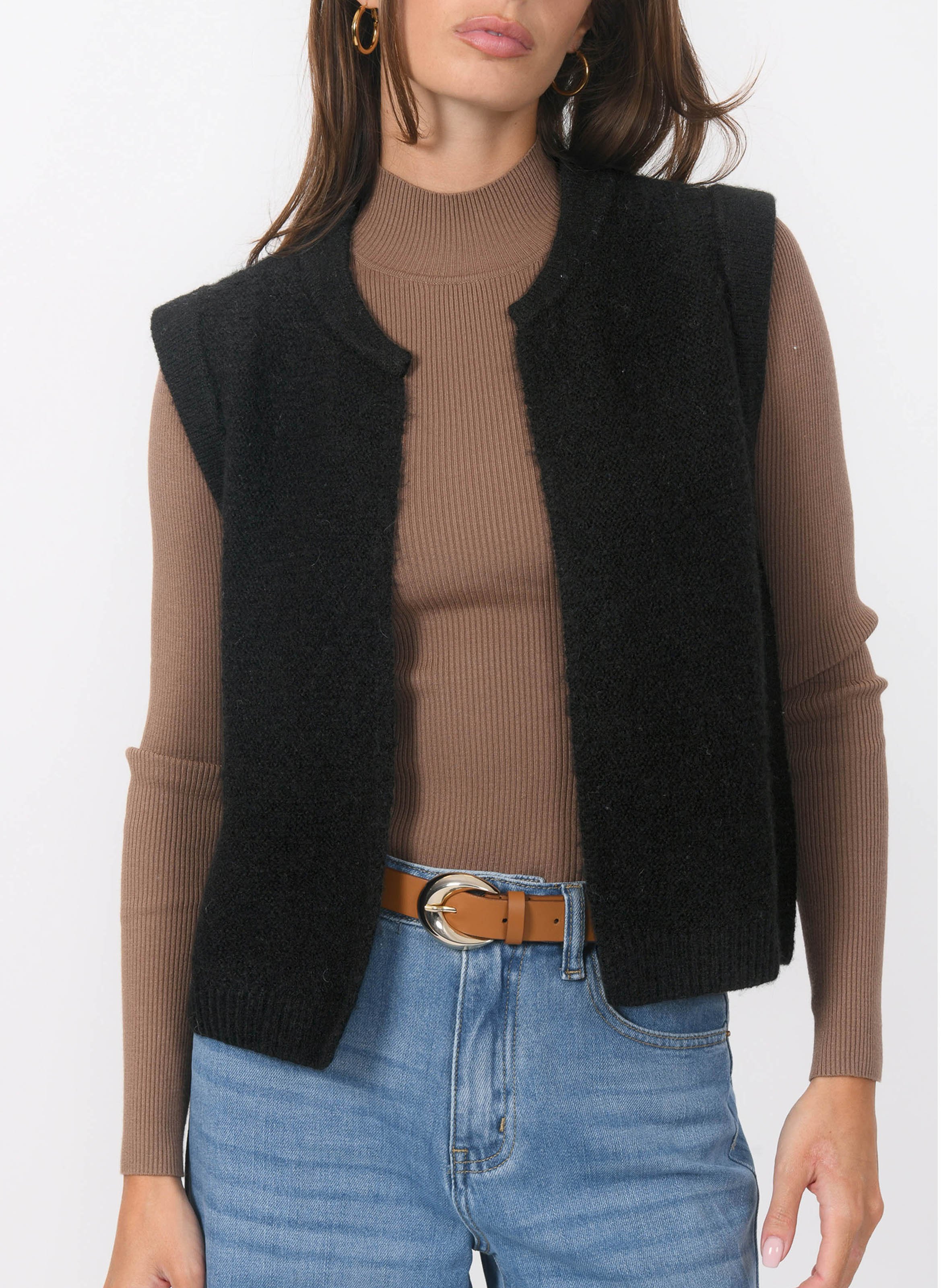 Gilet ouvert sans manches en maille mélangée KOOKAI