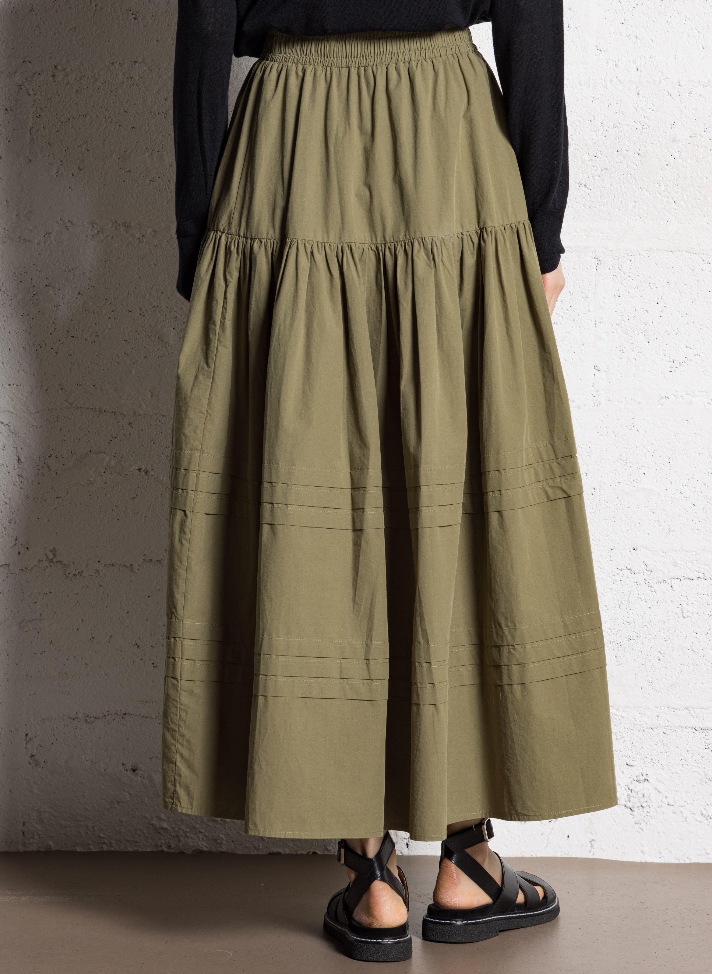 Flared cotton midi skirt JC SOPHIE Green