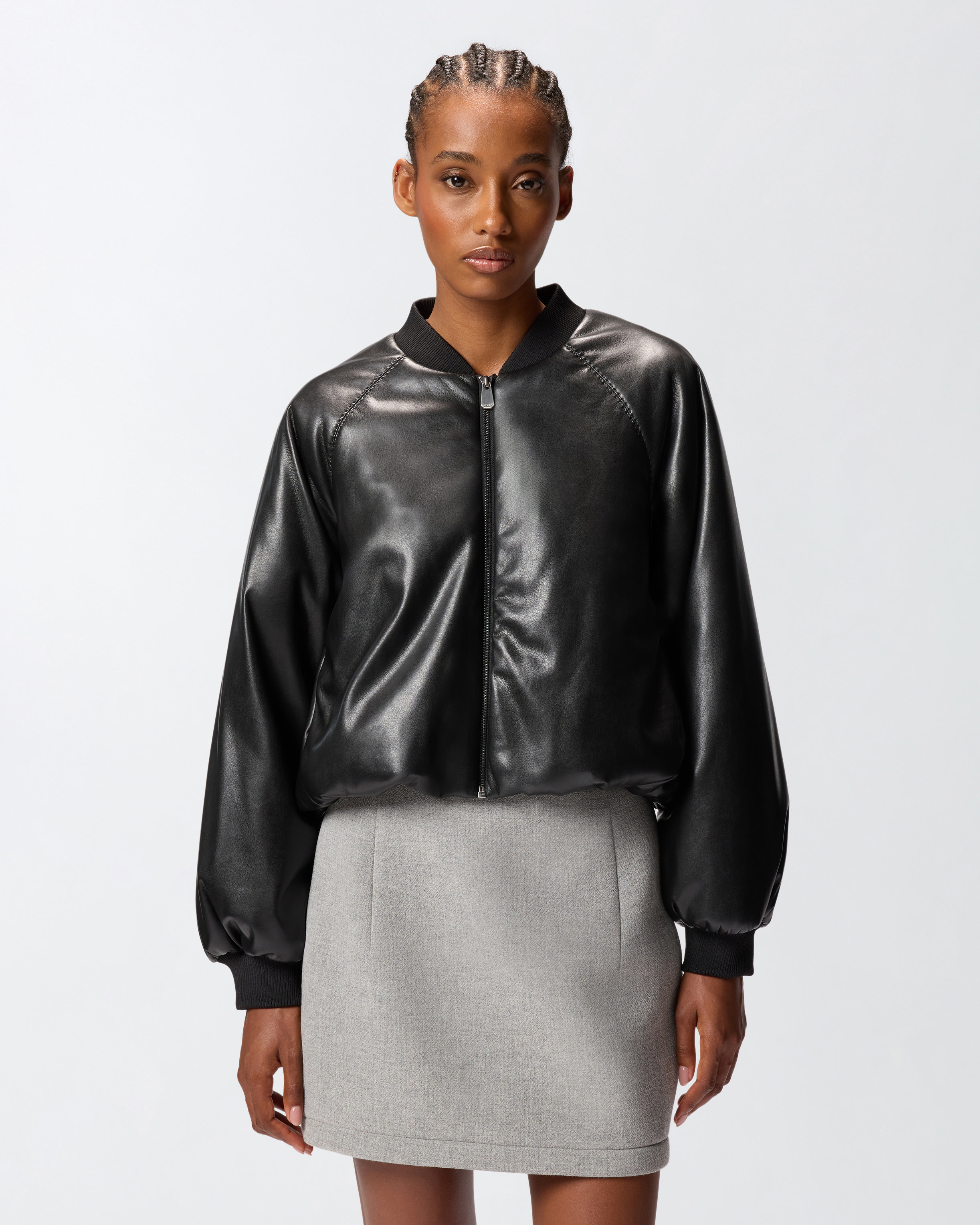 Short faux leather bomber PINKO Black