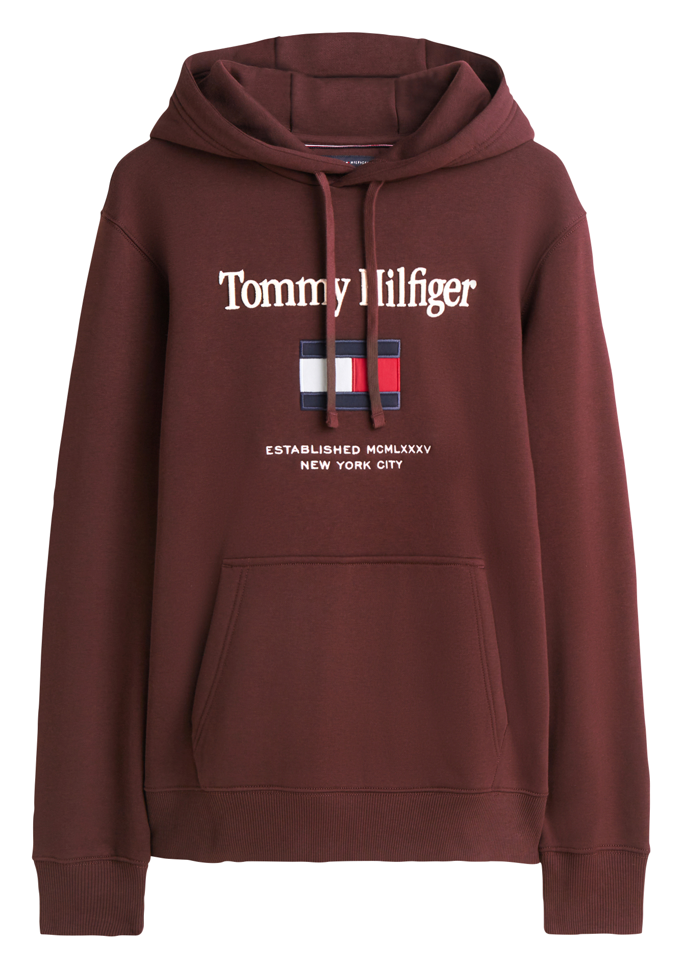 Sweat à capuche droit en coton mélangé TOMMY HILFIGER Marron