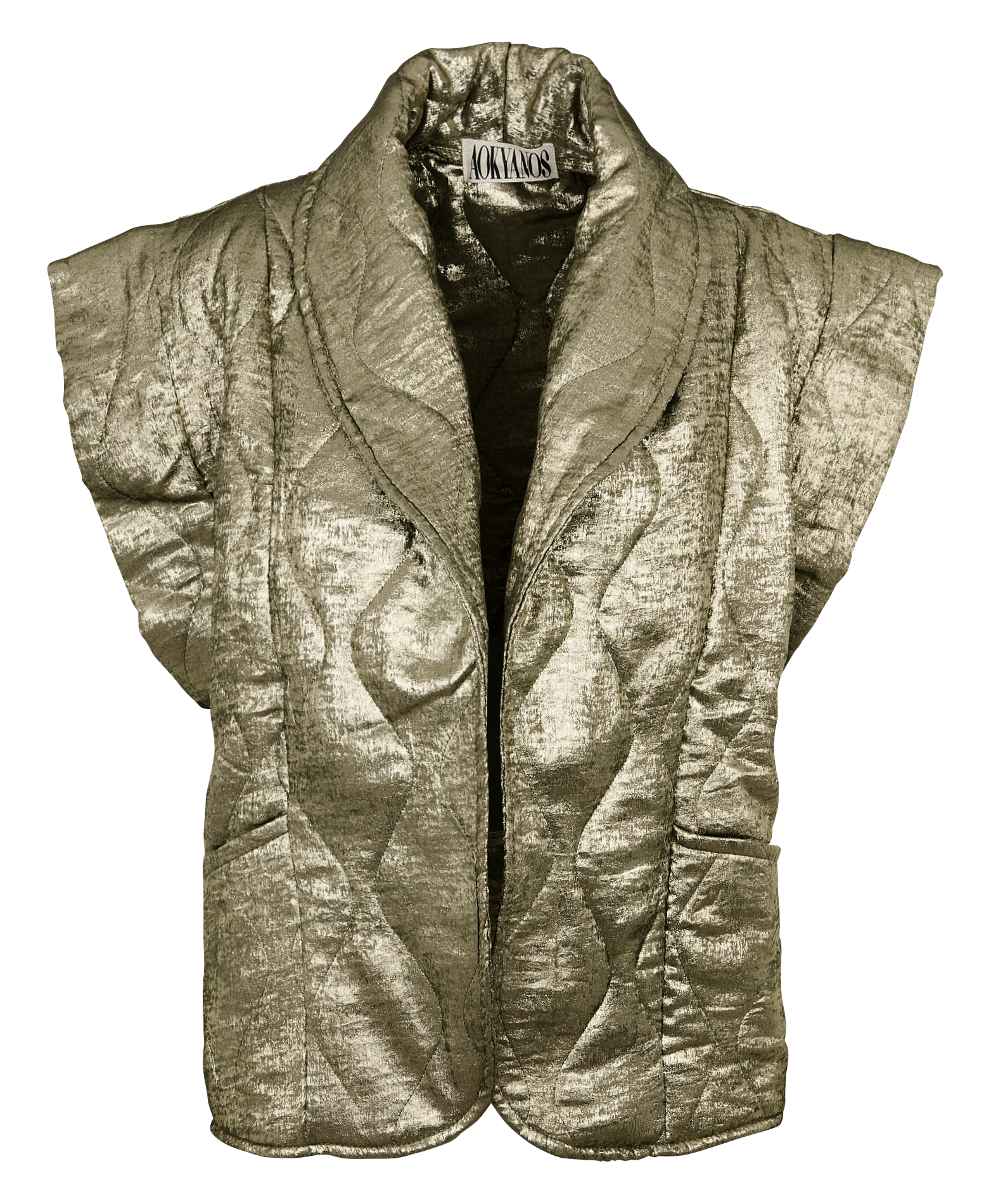 Oversize-Mantel mit Schalkragen in Metallic-Farben AOKYANOS Khaki