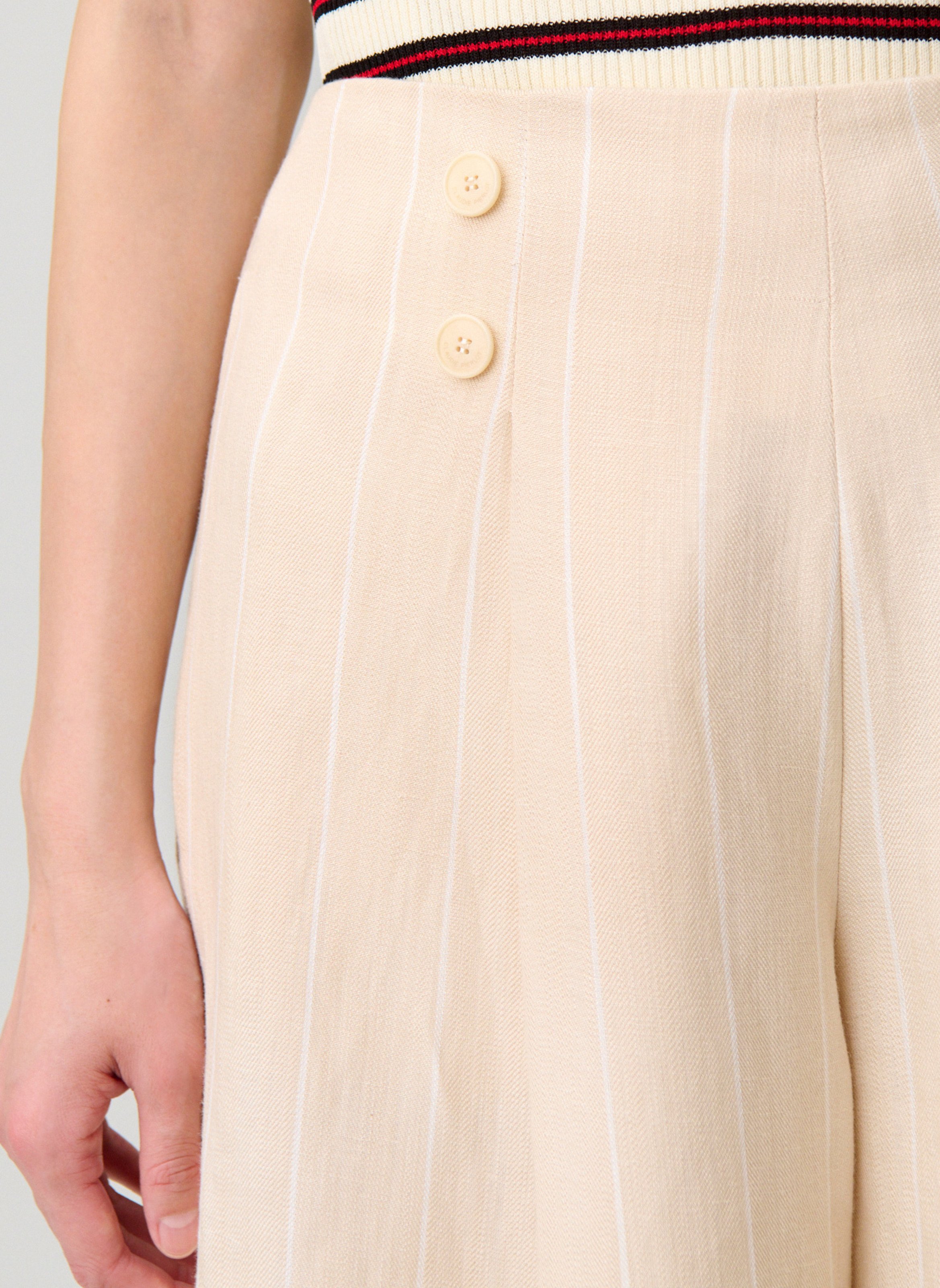Pantalon large à rayures CLAUDIE PIERLOT Beige