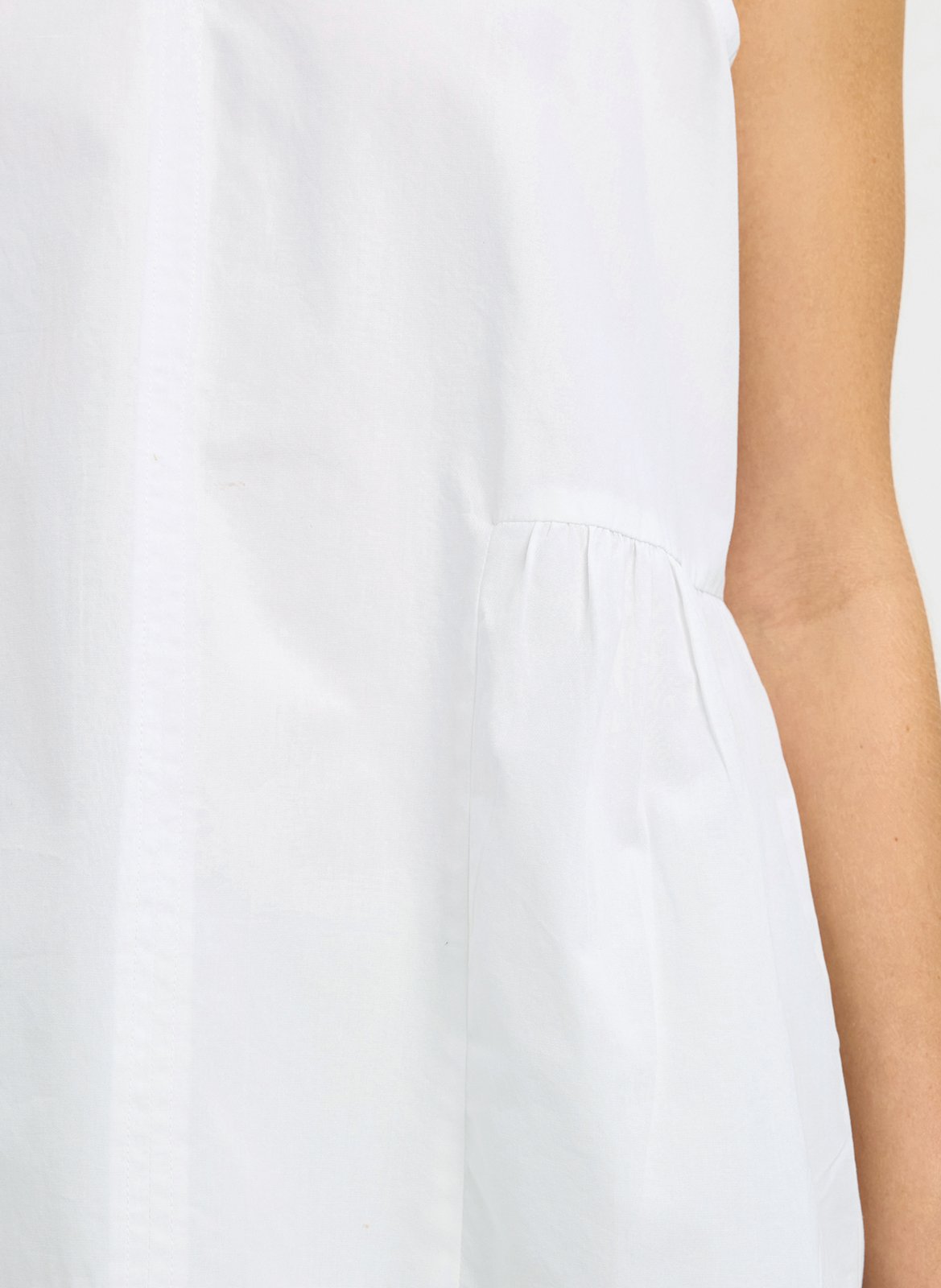 Straight V-neck organic cotton top SELECTED White