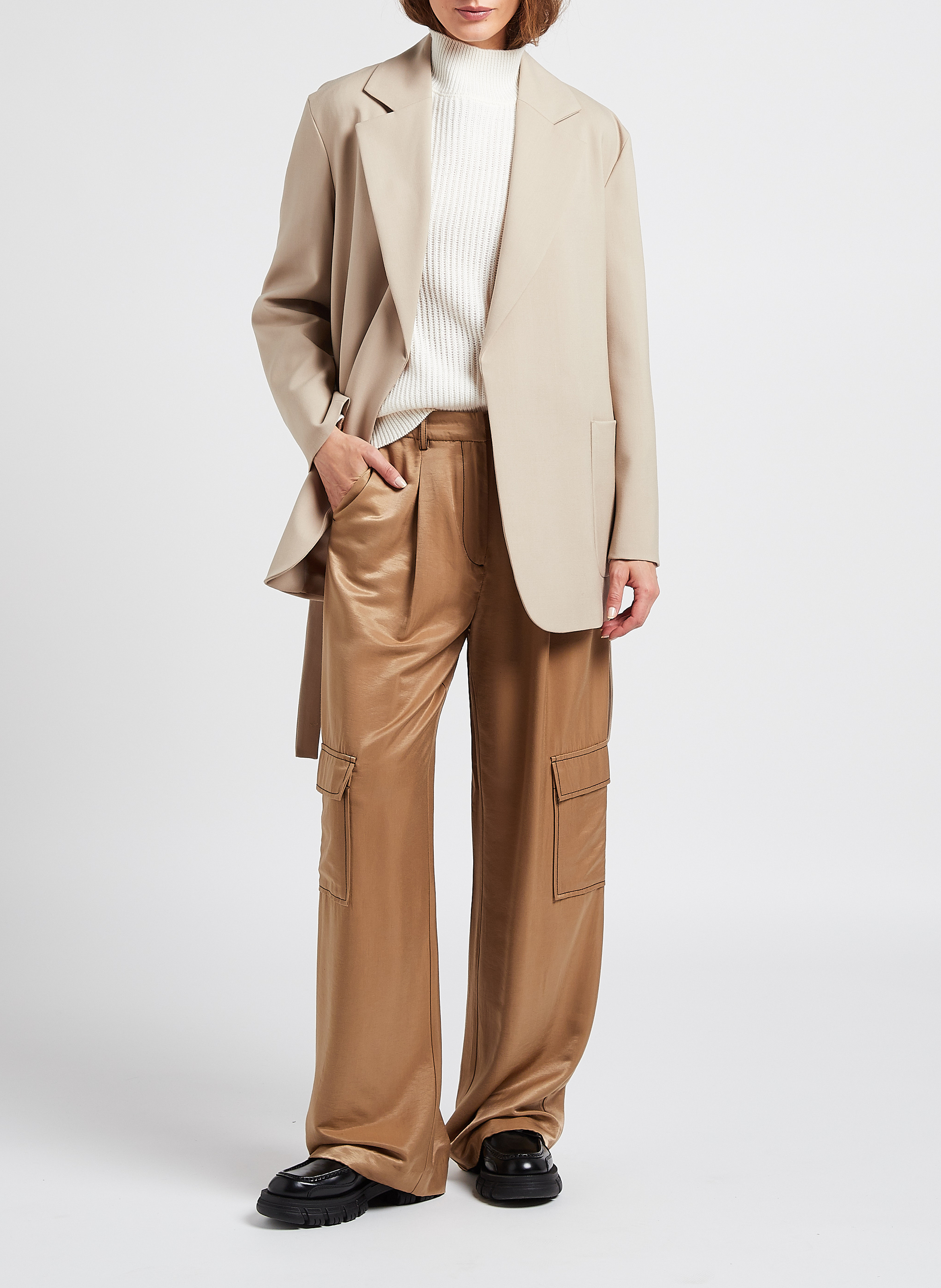 Pantalon large satiné  OBJECT Marron