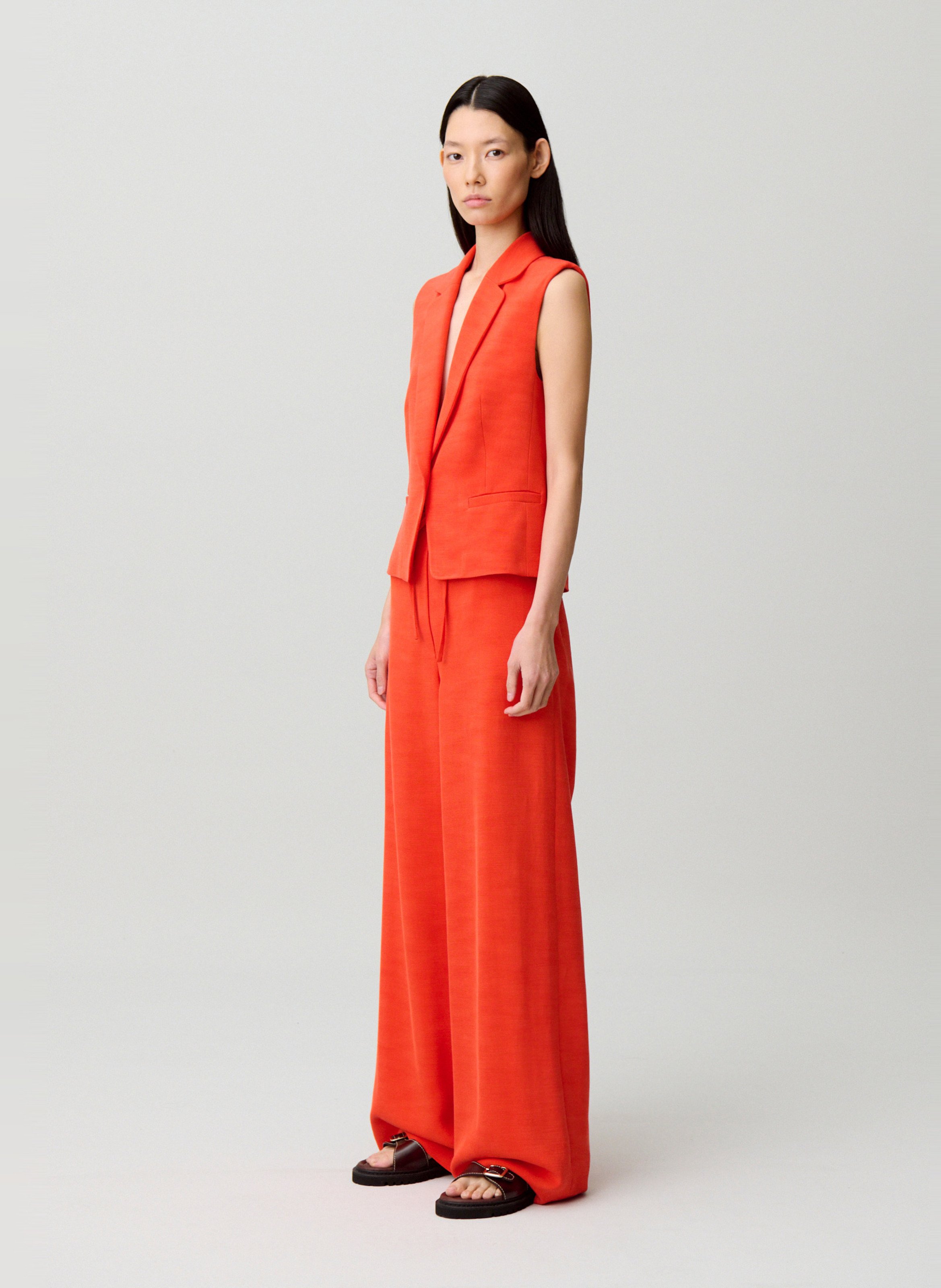 Veste tailleur sans manches unie CLAUDIE PIERLOT Orange