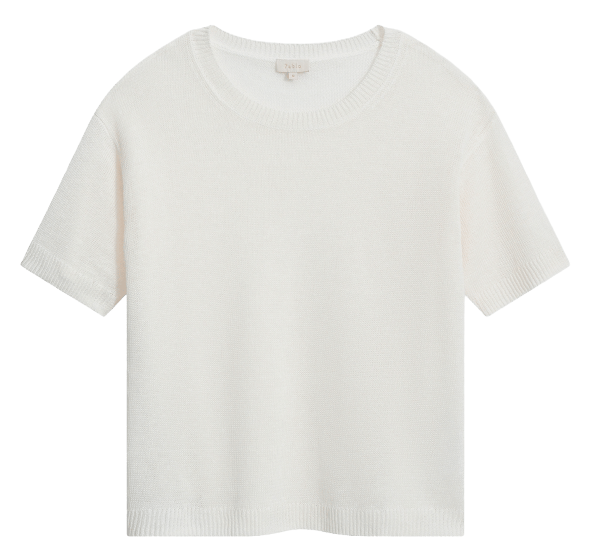 Straight round-neck linen sweater Beige