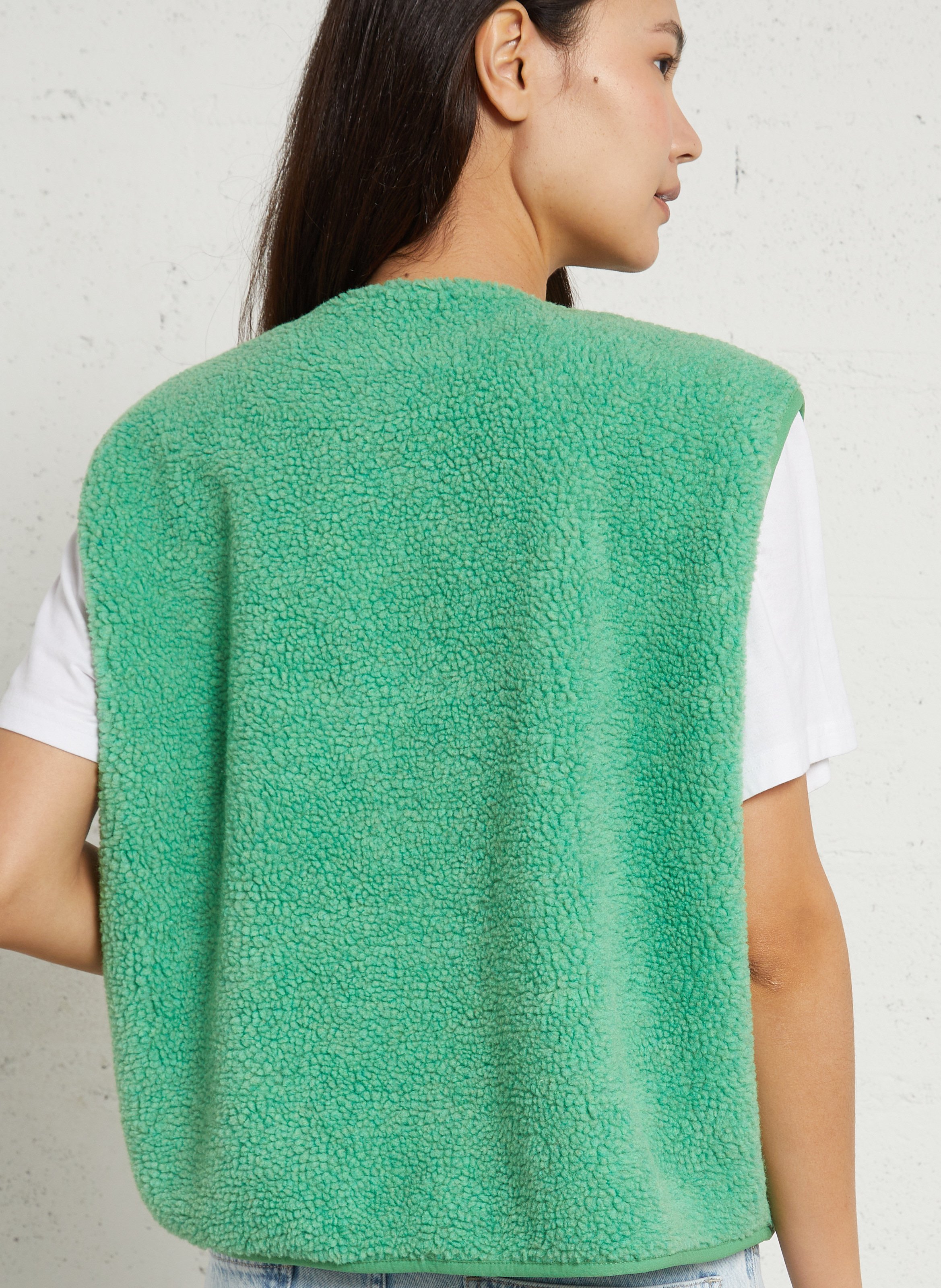 Gilet col rond molletonné sans manches AMERICAN VINTAGE Vert