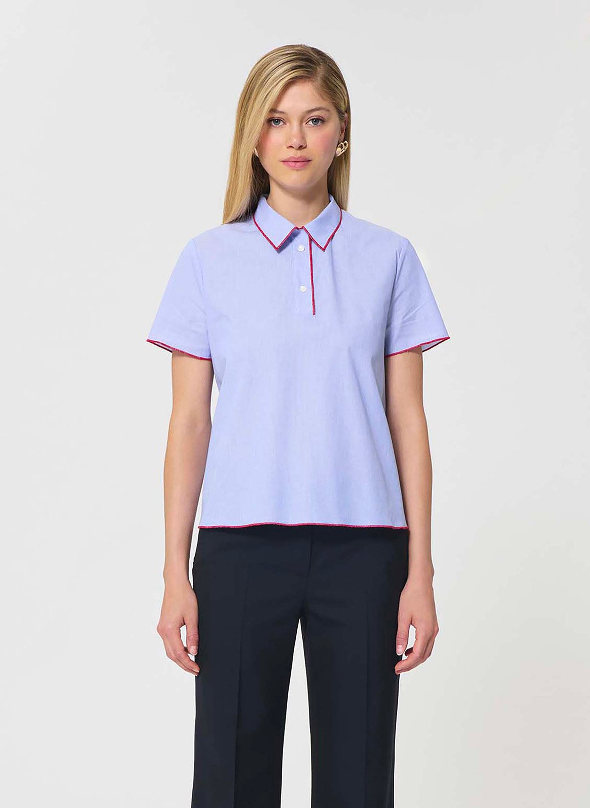 Rechte katoenen polo TARA JARMON Blauw