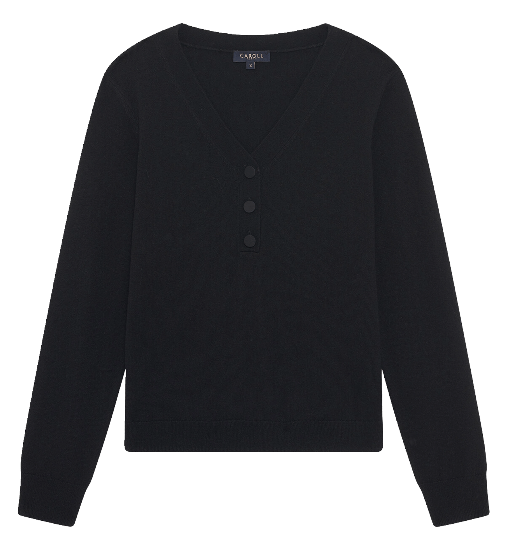 Gerade geschnittener Pullover aus Wollmix mit V-Ausschnitt CAROLL Schwarz