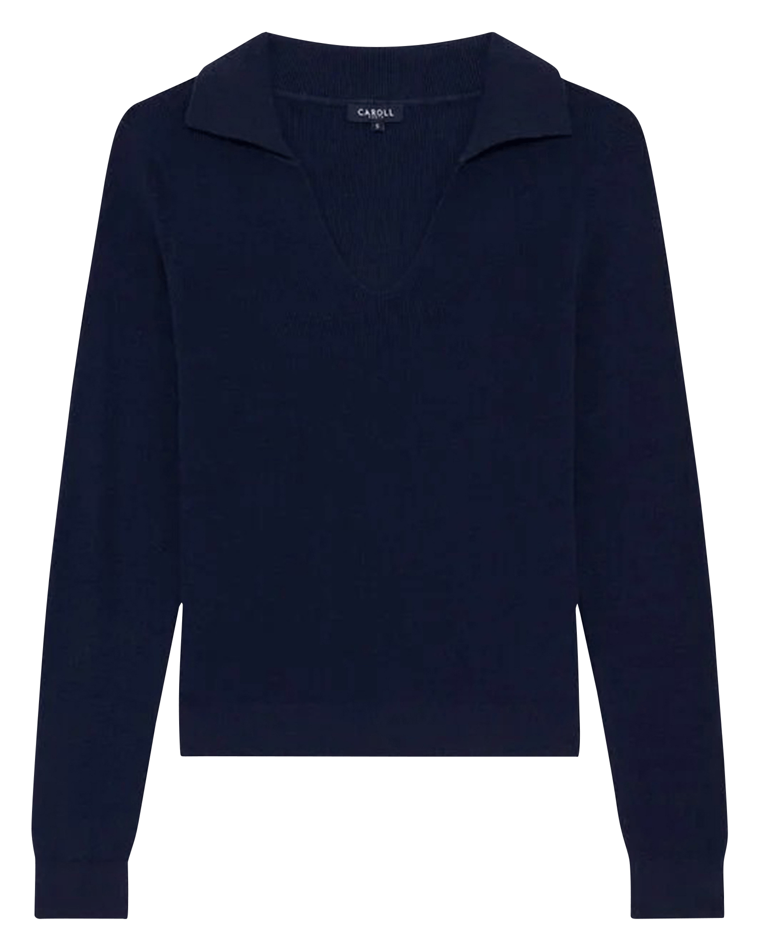 Straight V-neck cotton sweater Blue