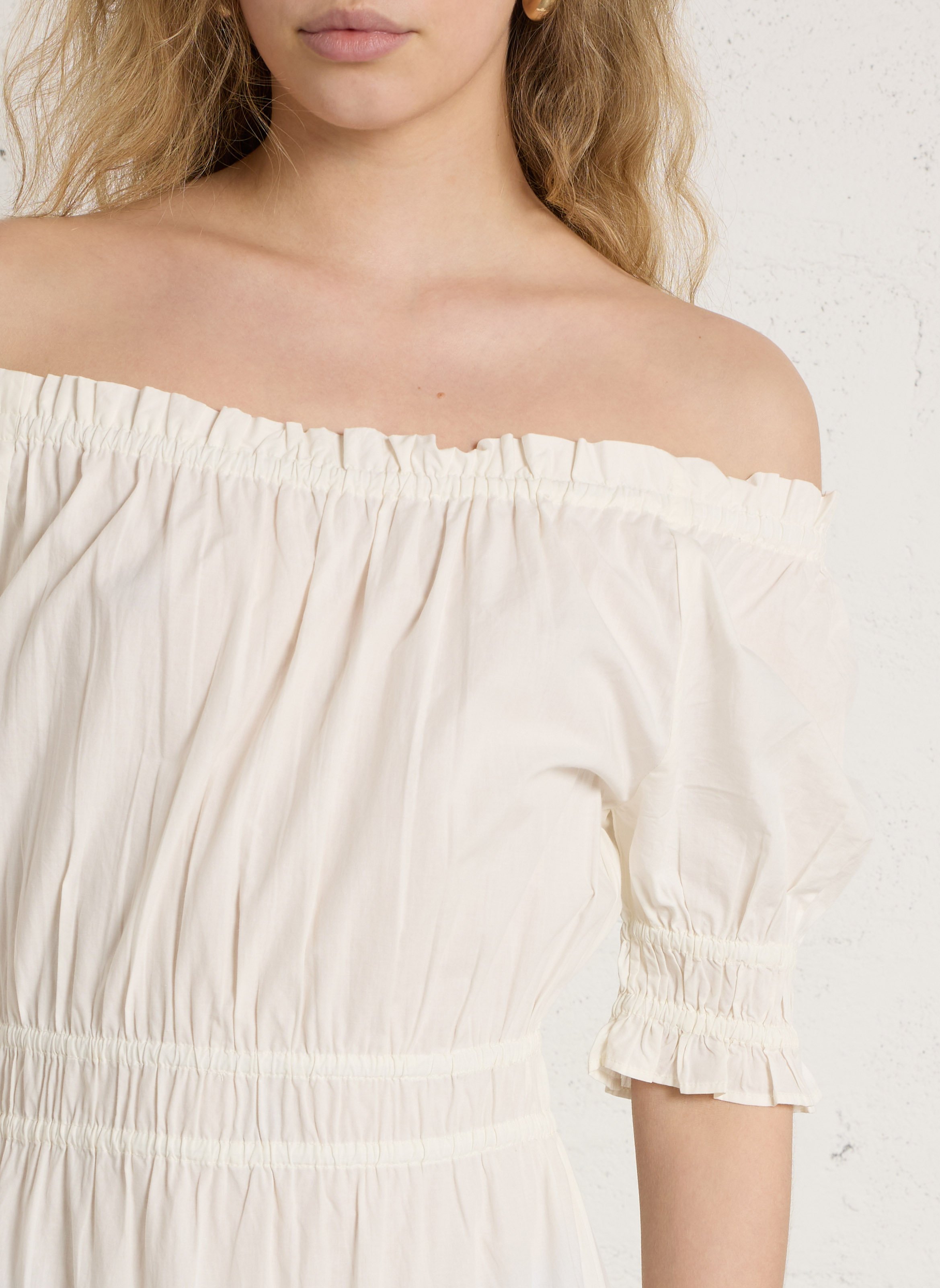 Robe longue col bateau en coton PETITE MENDIGOTE Beige