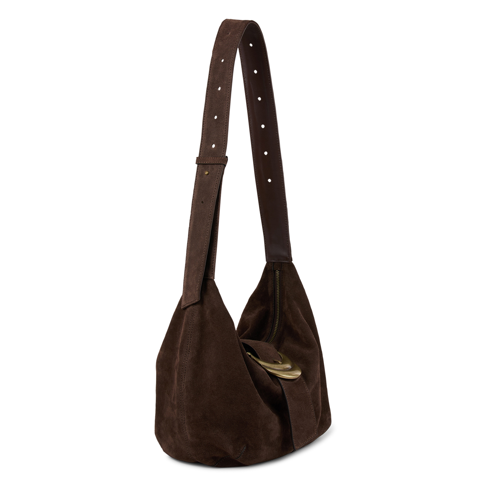 Sac hobo uni en daim BA&SH Marron