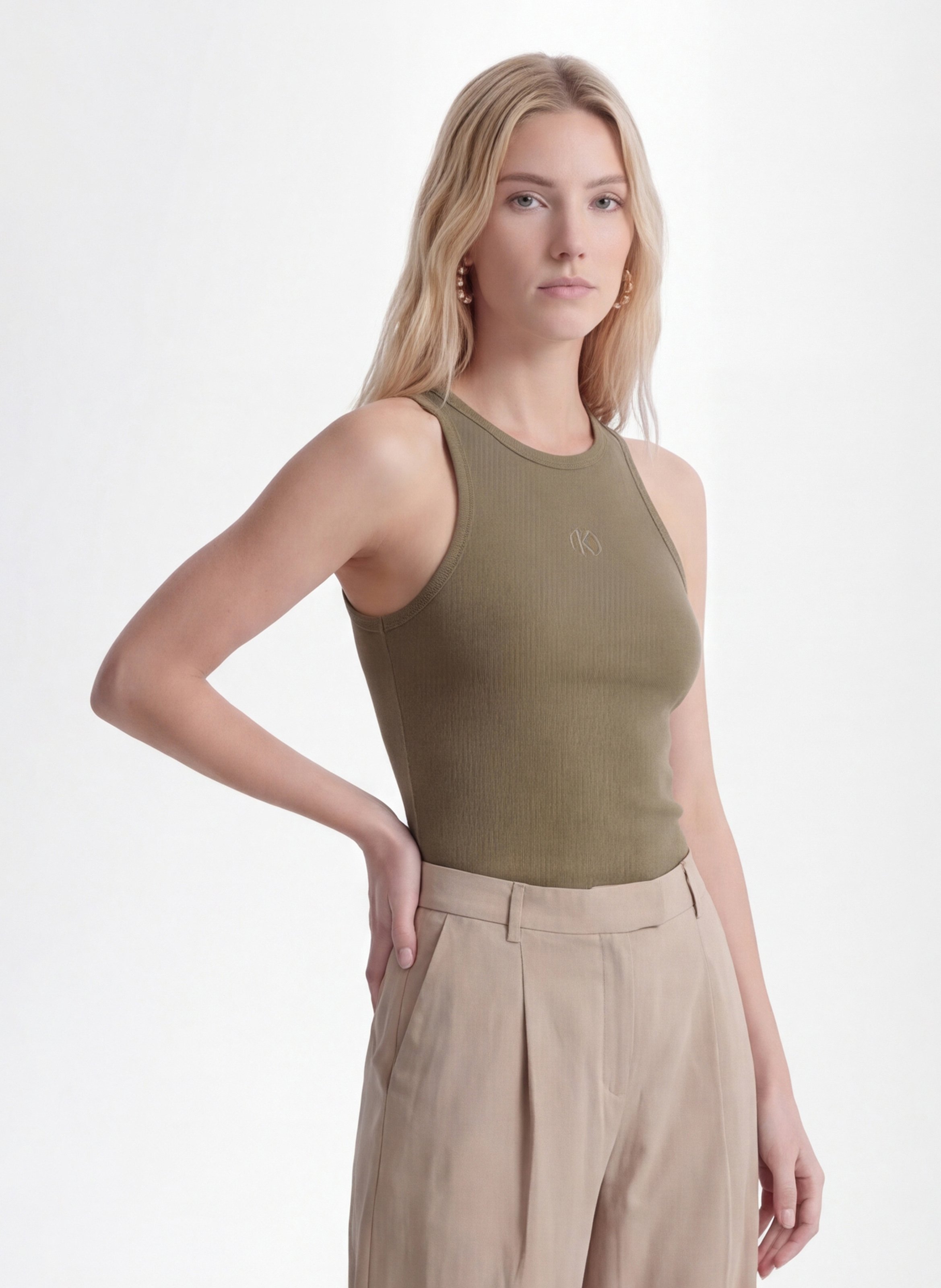 Débardeur col rond en coton mélangé KOOKAI Vert