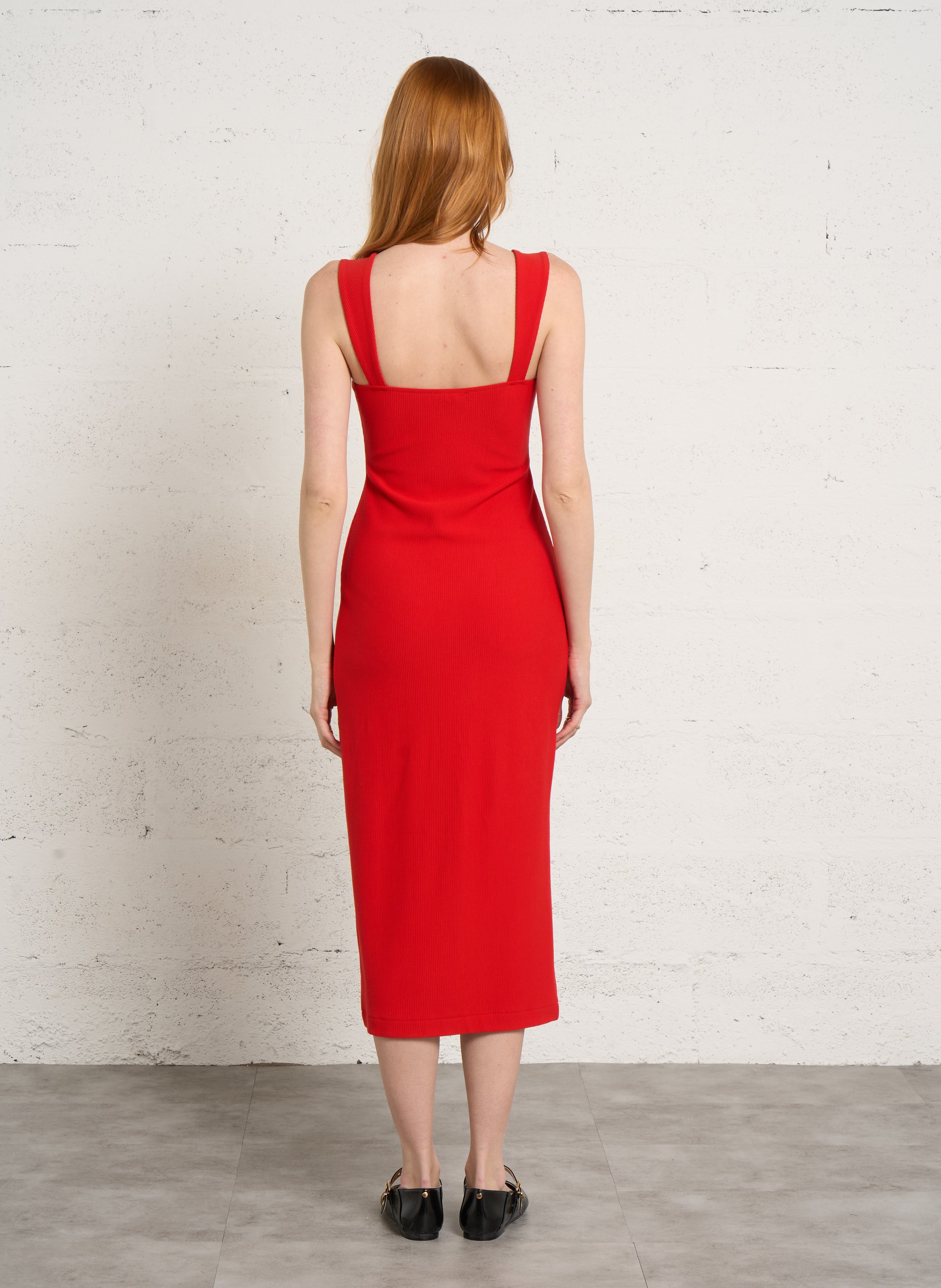 Midi-Kleid mit Schlitz FLAIR Rot