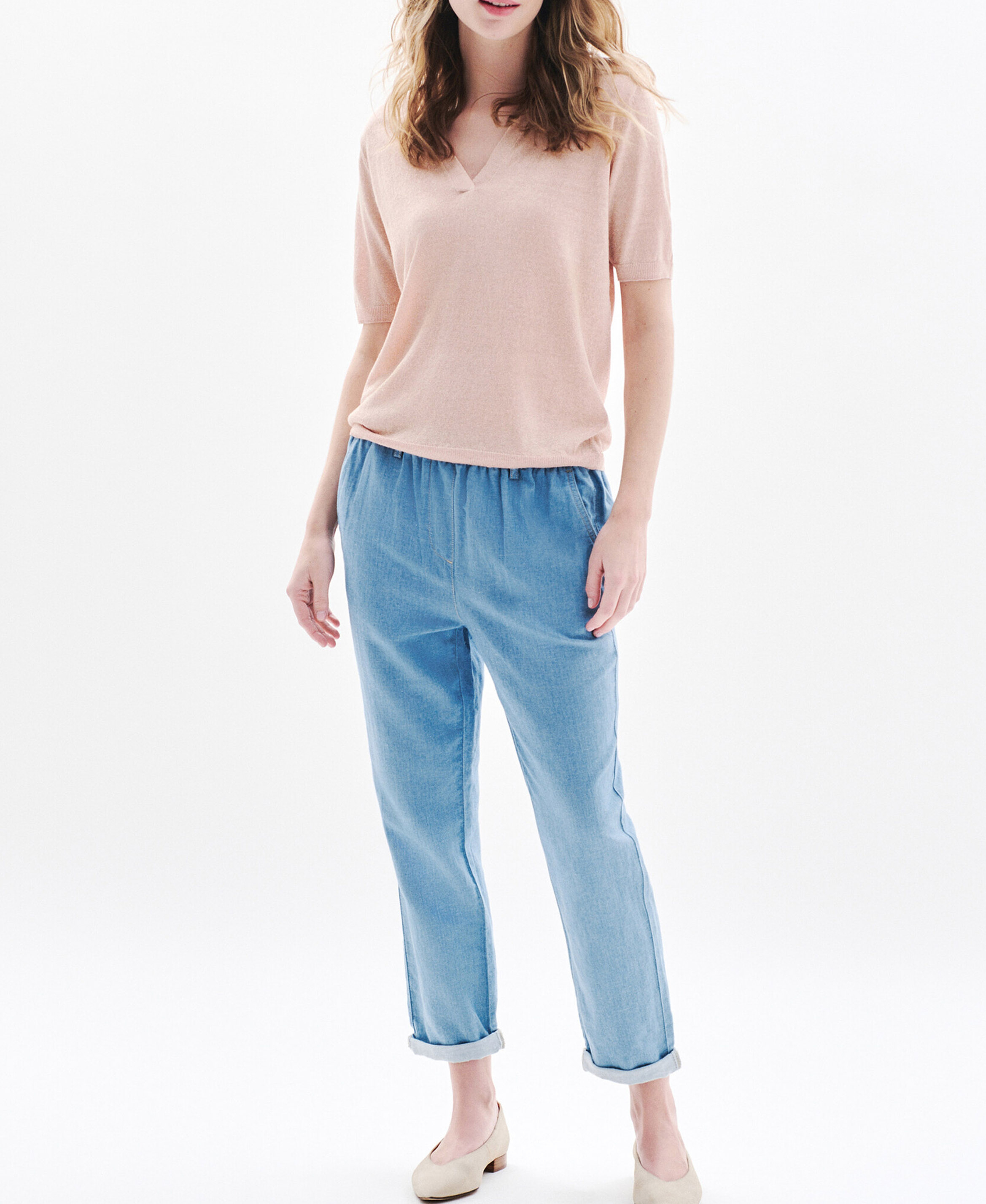 V-neck solid shirt CAROLL Pink