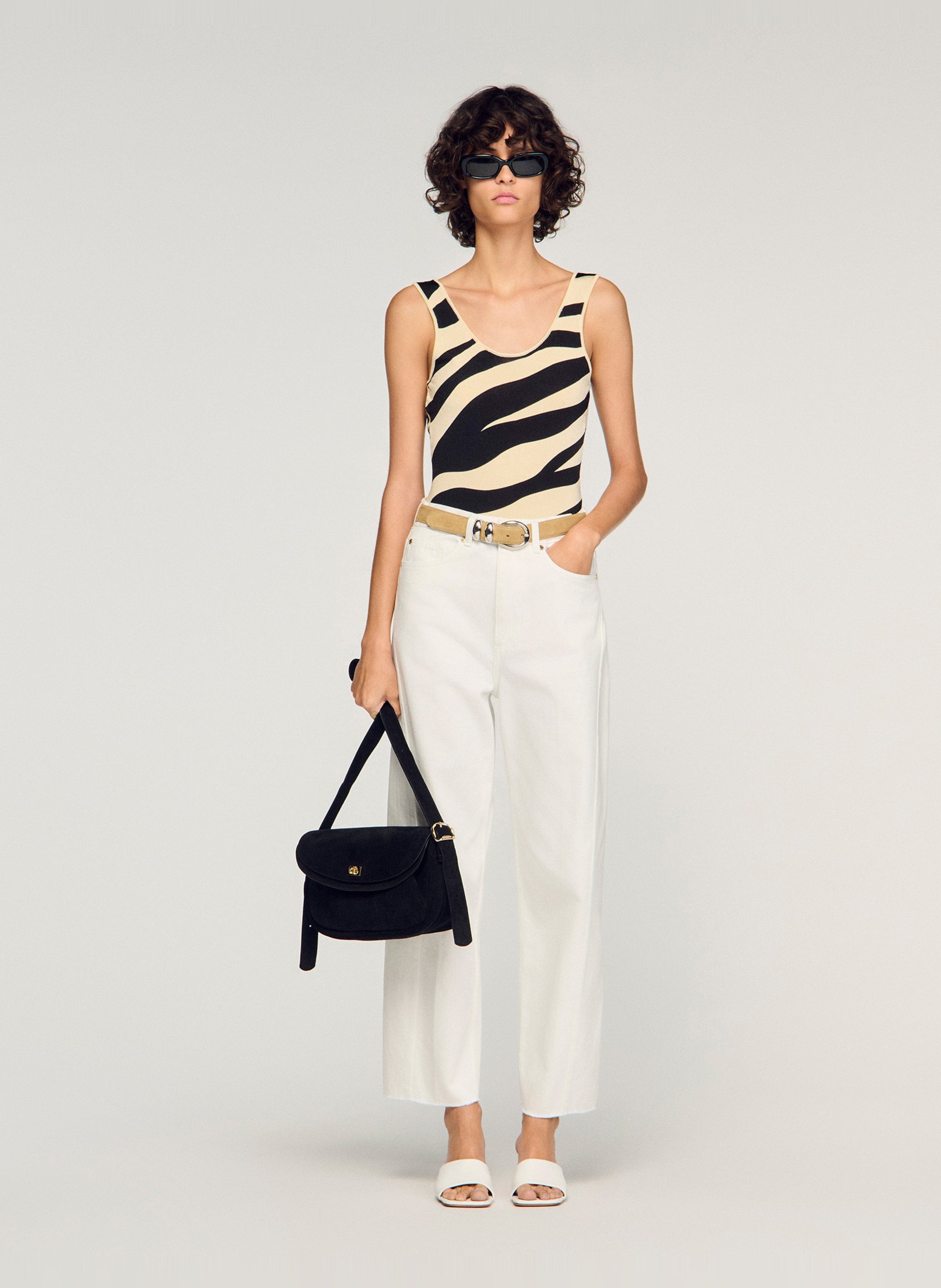 Leather clutch bag SANDRO Black