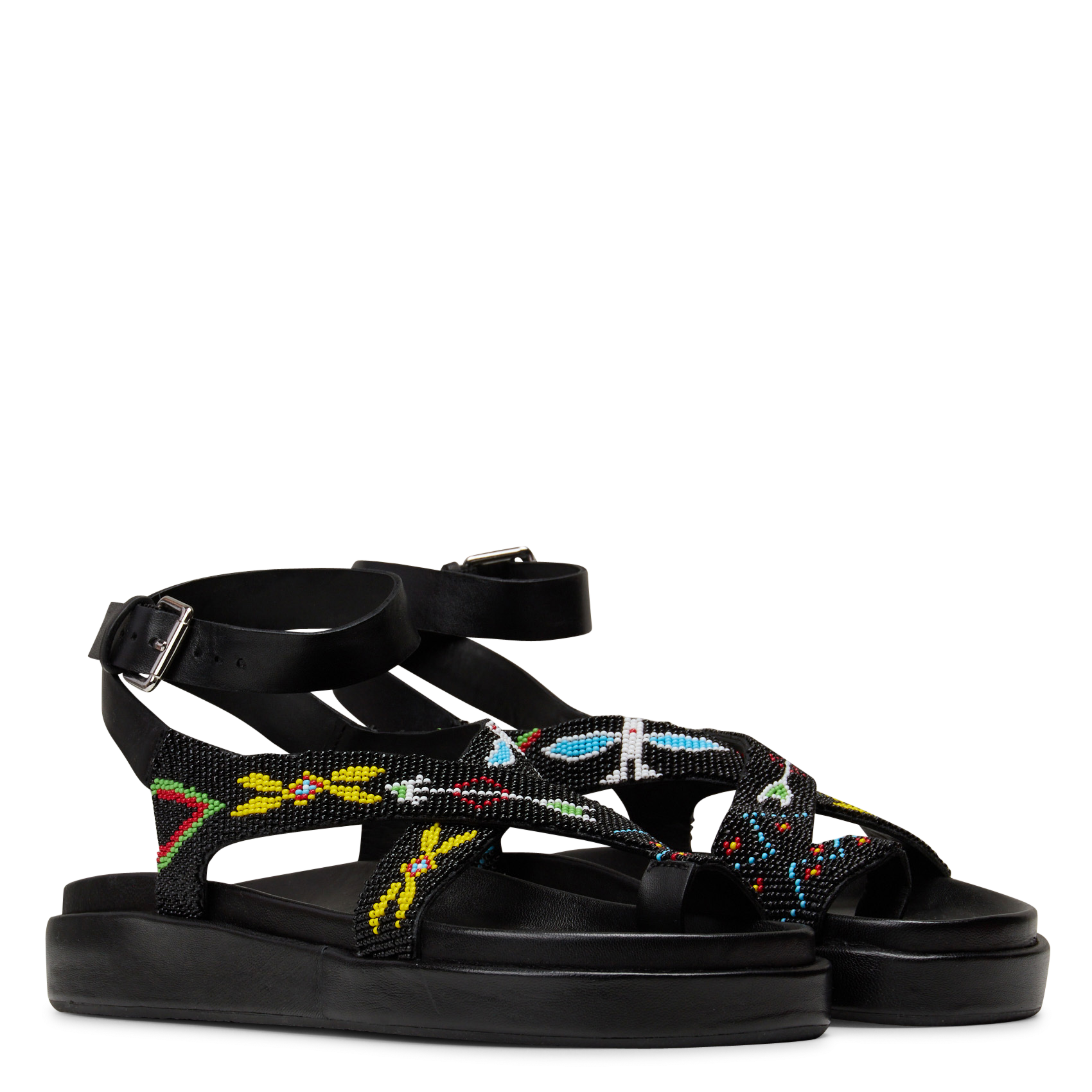 Sandales plates en cuir BERENICE Noir