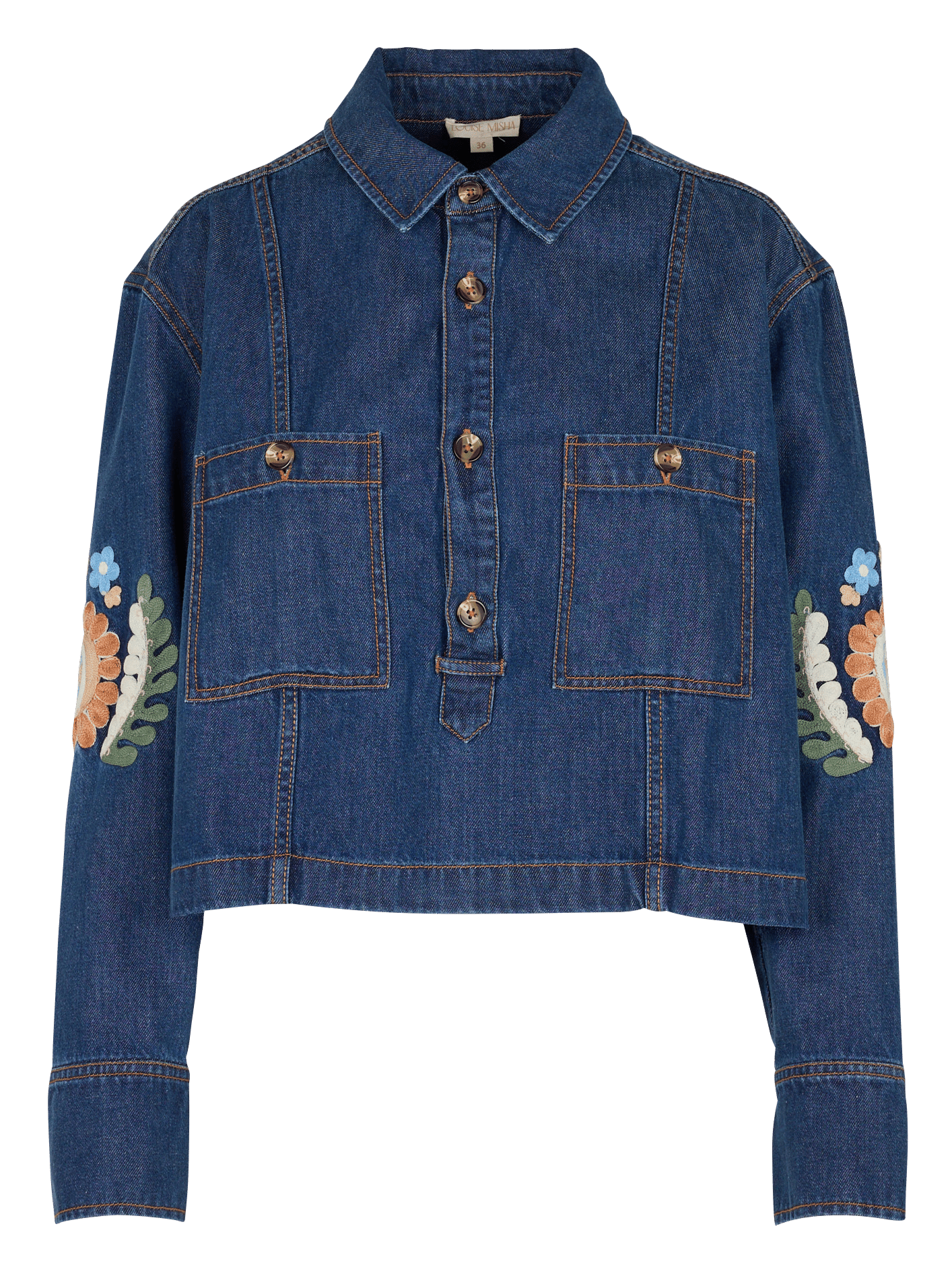 High-waisted cotton-blend canvas jeans LOUISE MISHA Blue