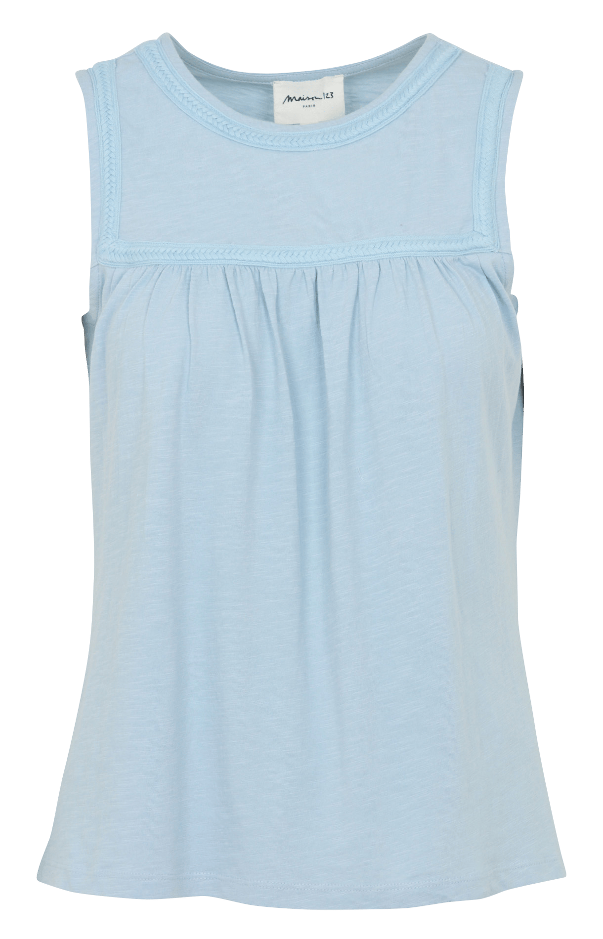 Top col rond en coton MAISON 123 Bleu