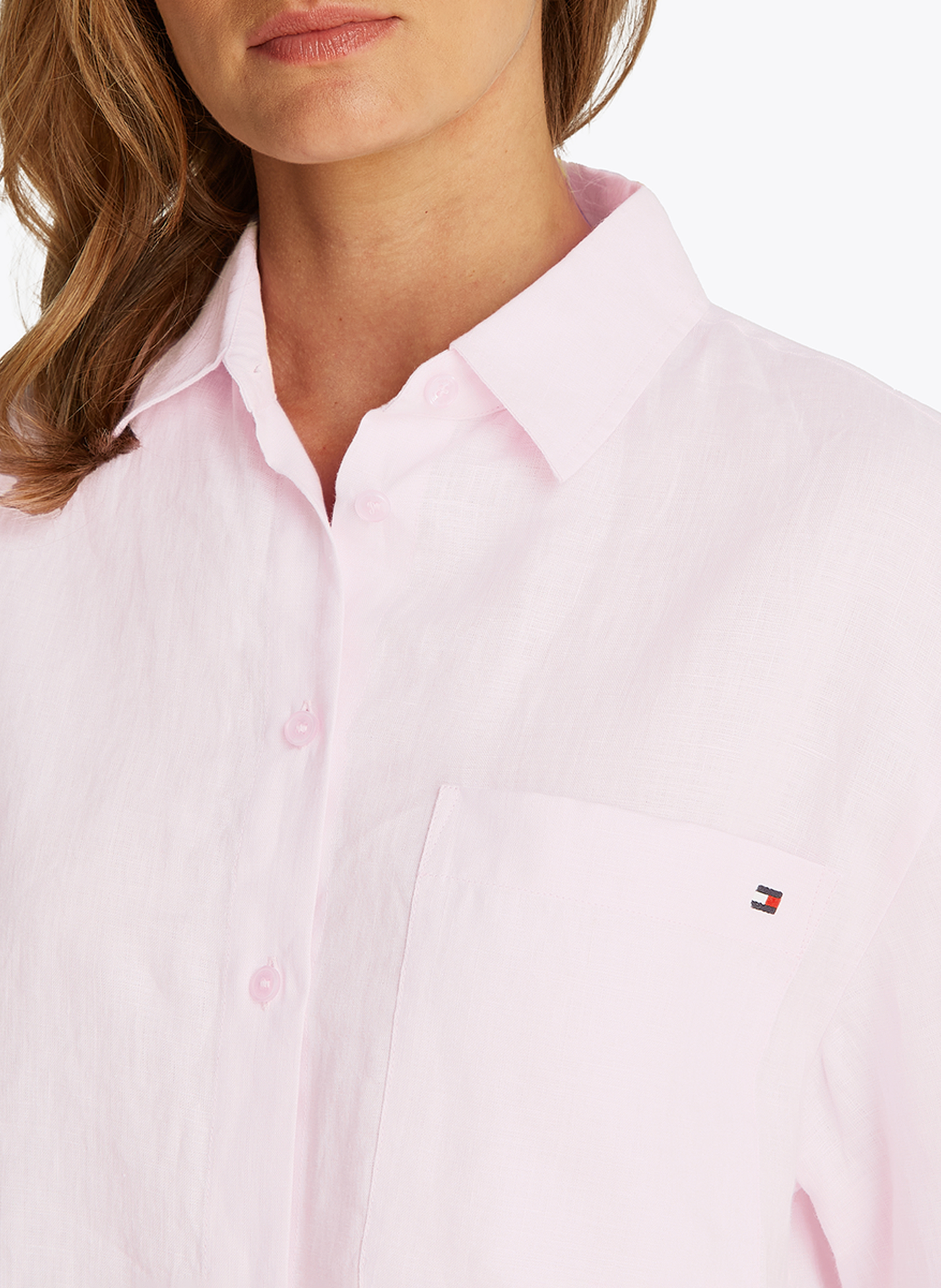 Chemise droite en lin  TOMMY HILFIGER Rose