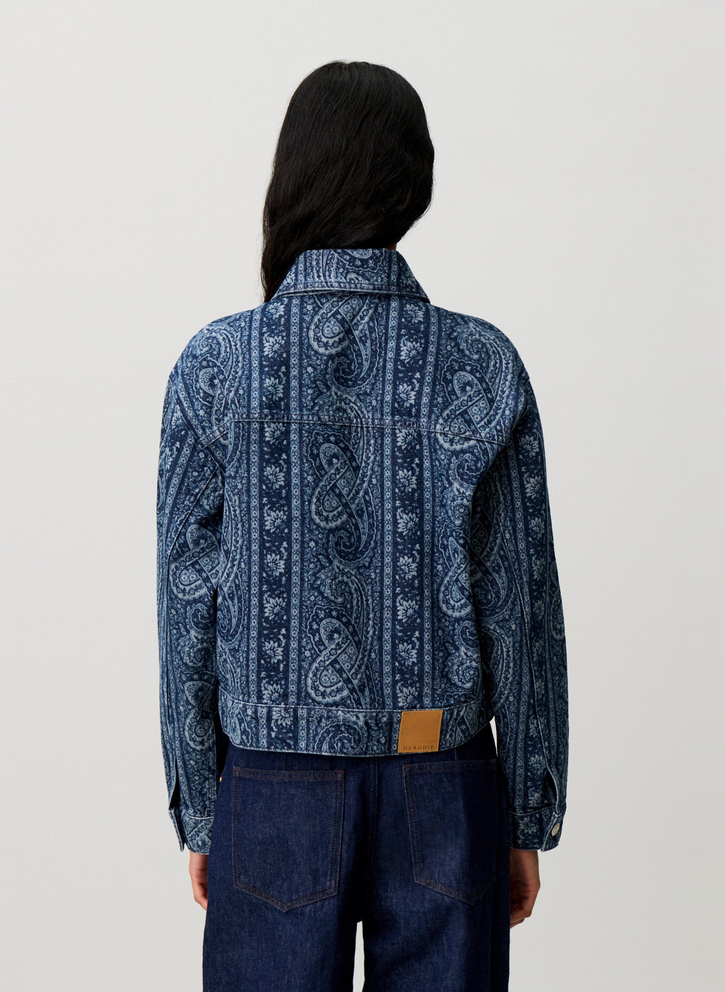 Katoenen jasje van spijkerstof CLAUDIE PIERLOT Blauw