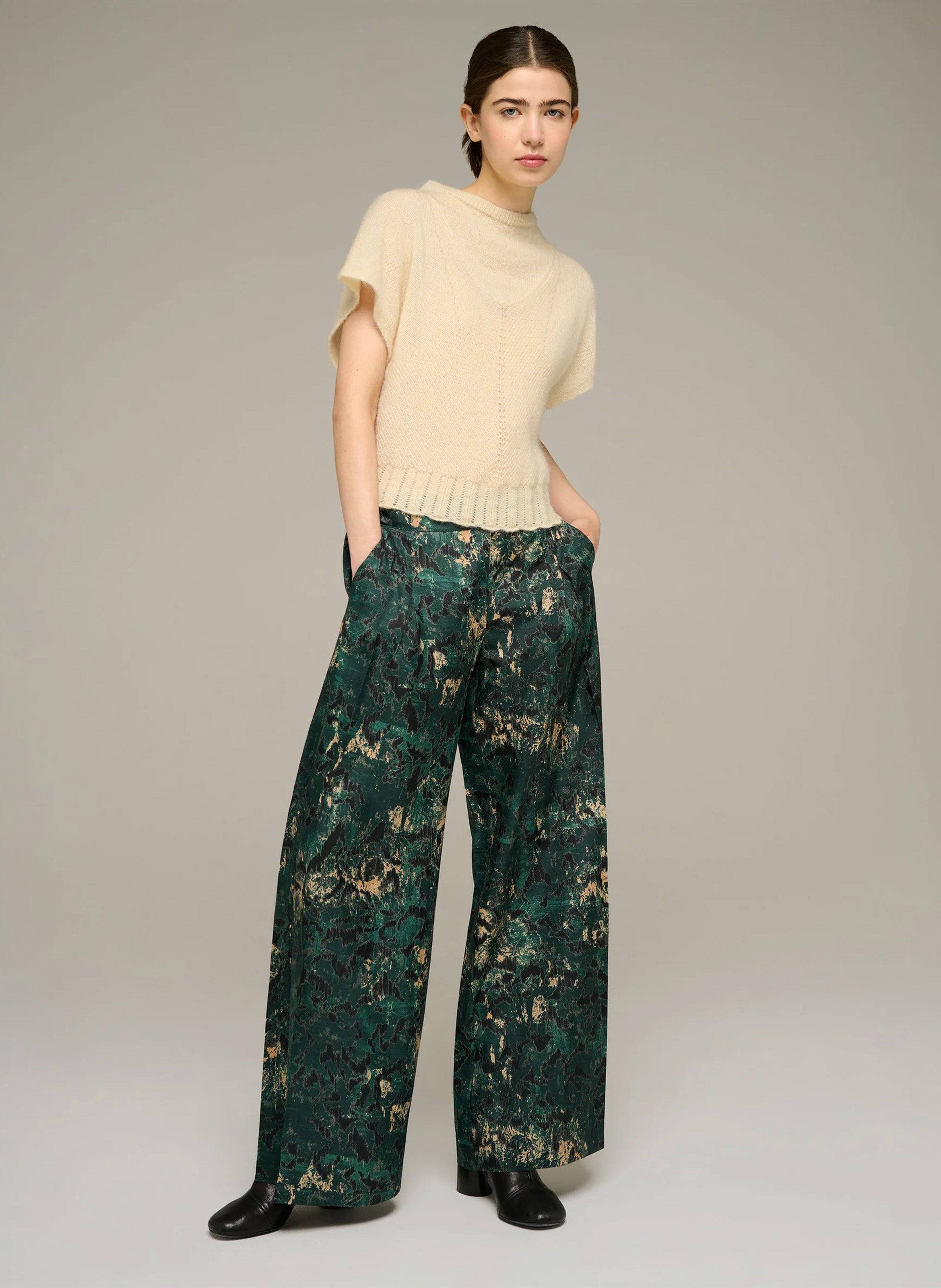 Printed wide-leg pants COTELAC Green