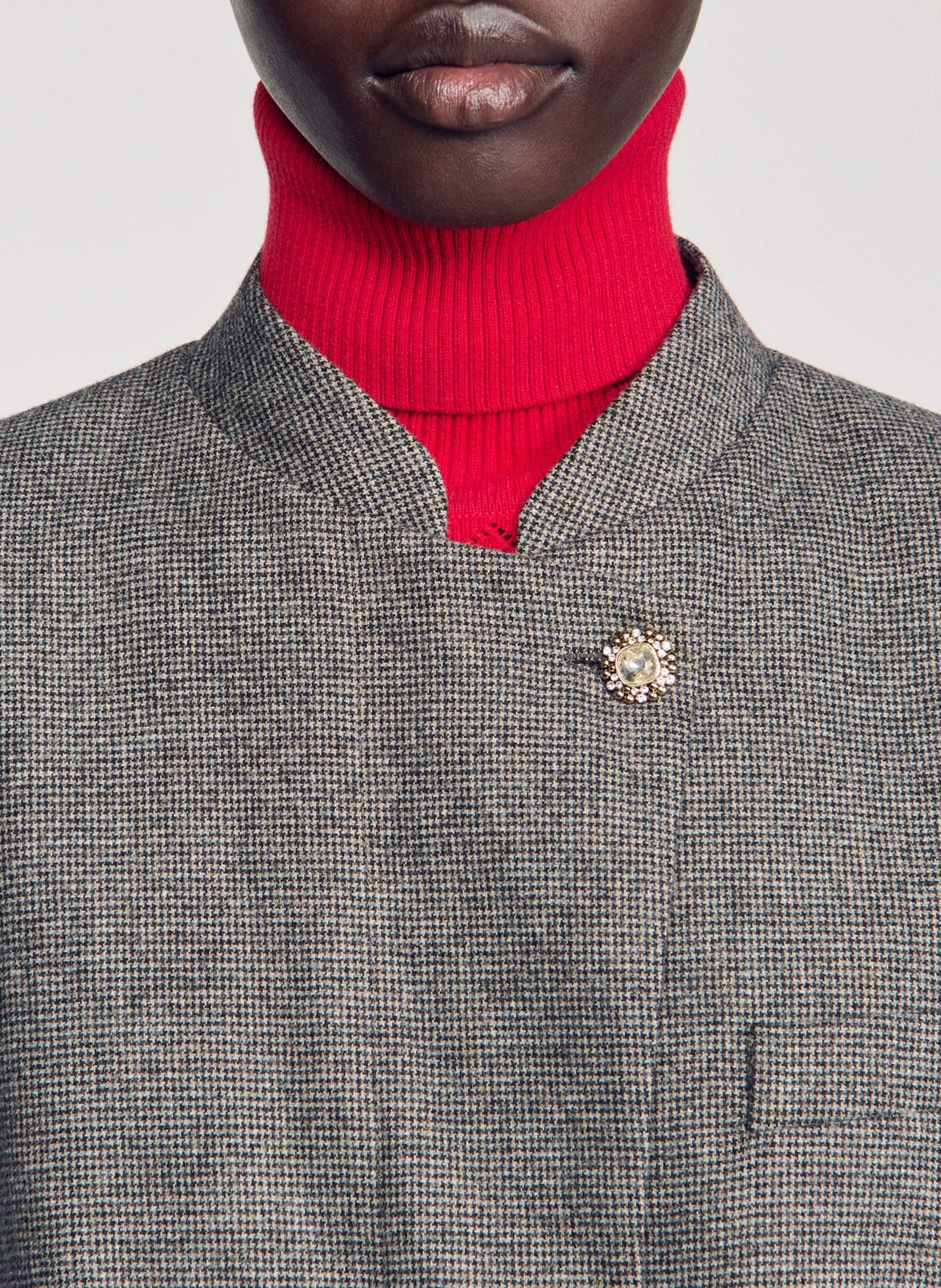 Veste col montant en laine mélangée SANDRO Gris