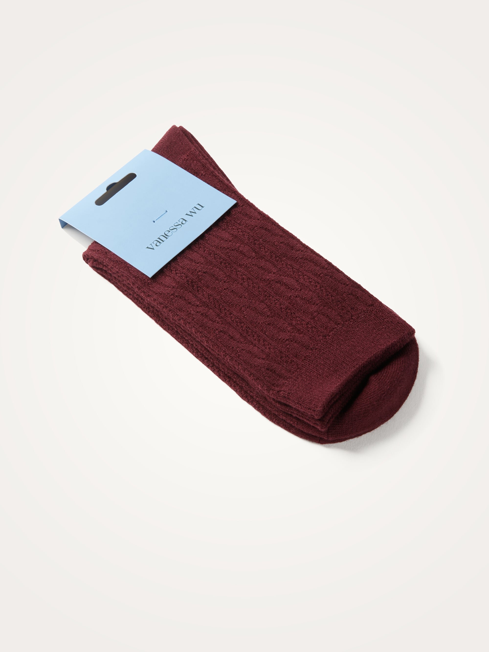 Ribbed Braided High Socks VANESSA WU Red