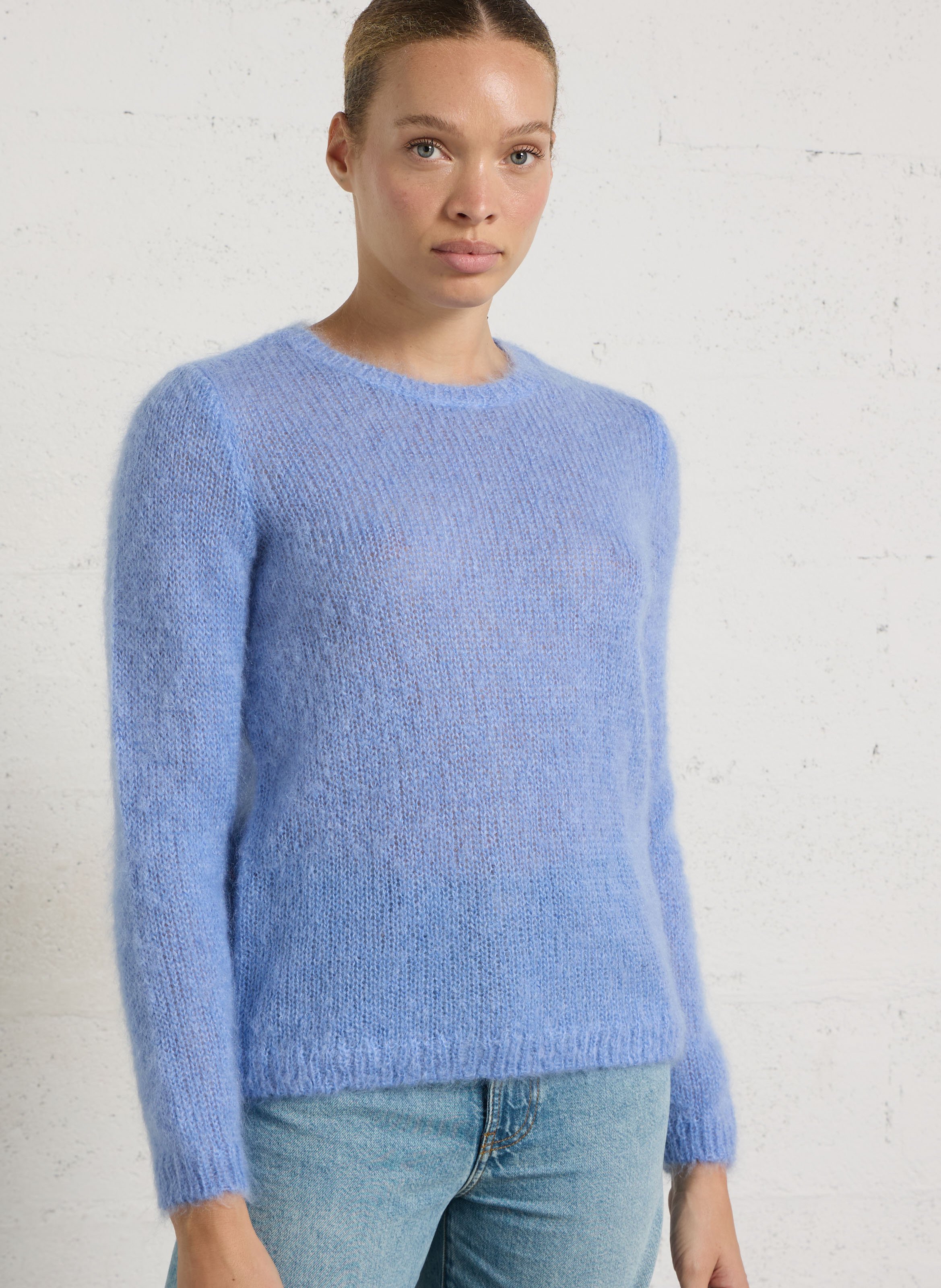 Loose-fit round-neck mohair-blend sweater DES PETITS HAUTS