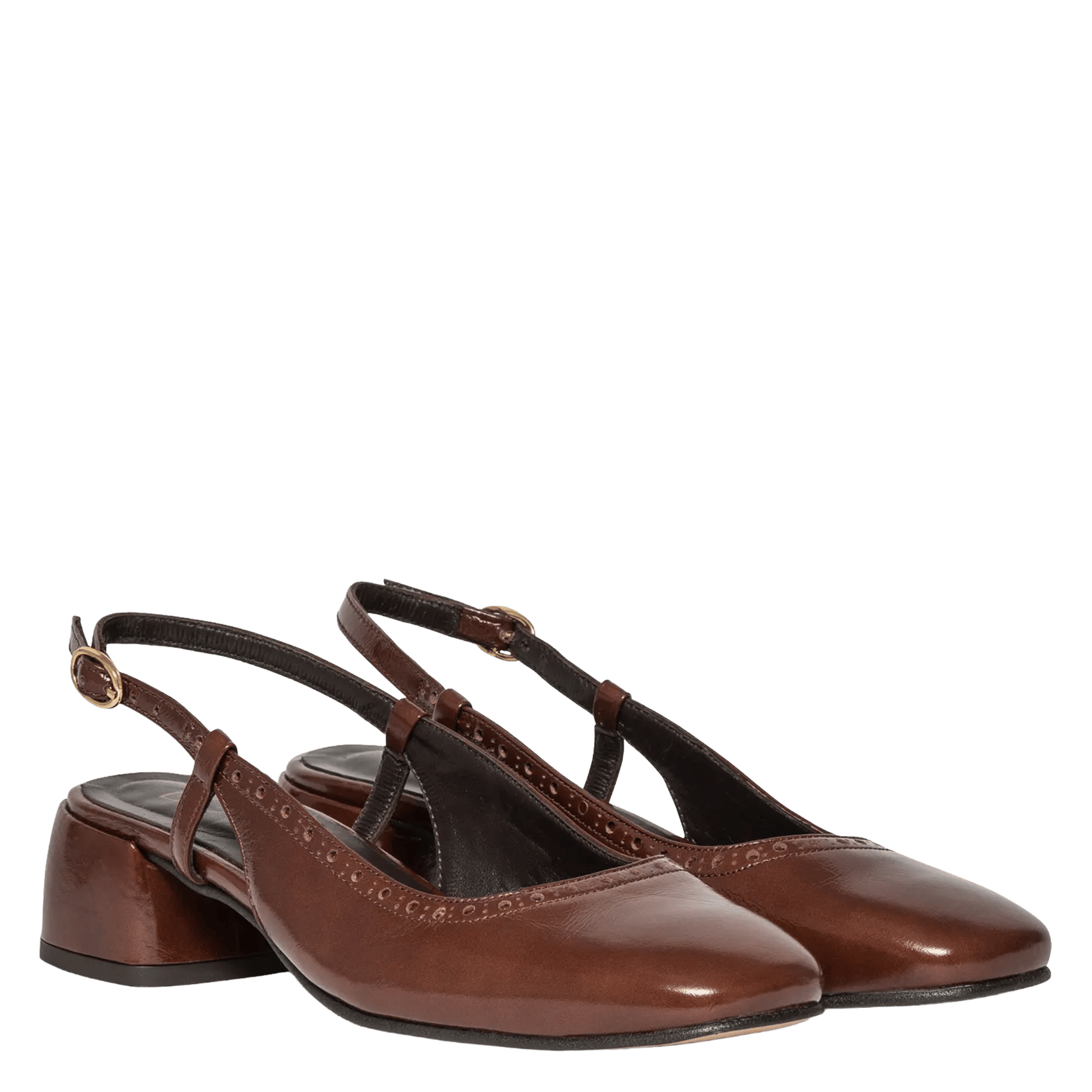 Slingback-Pumps aus einfarbigem Leder BOCAGE Braun