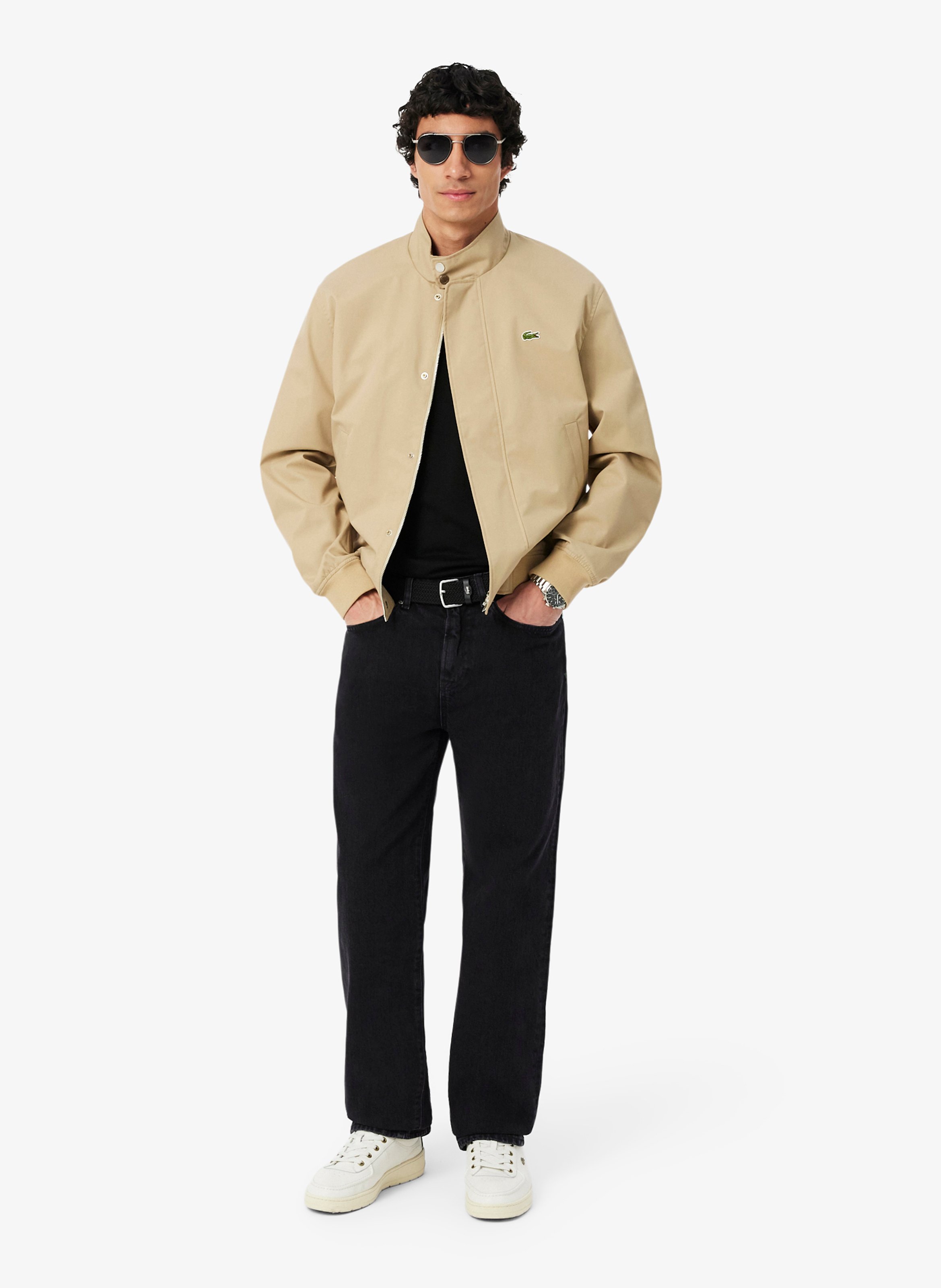 Jean droit en coton LACOSTE Black