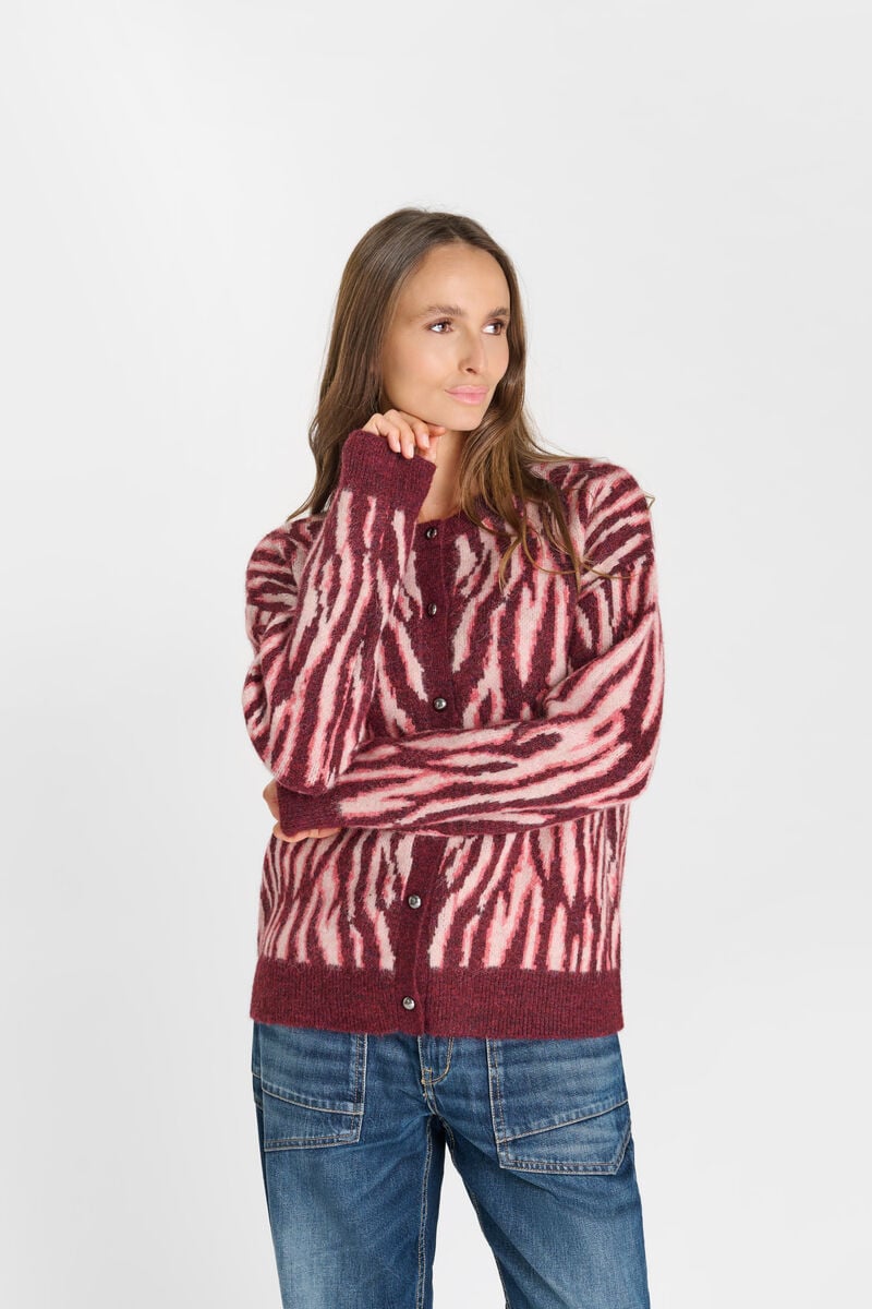 Zebra cardigan LE TEMPS DES CERISES Pink