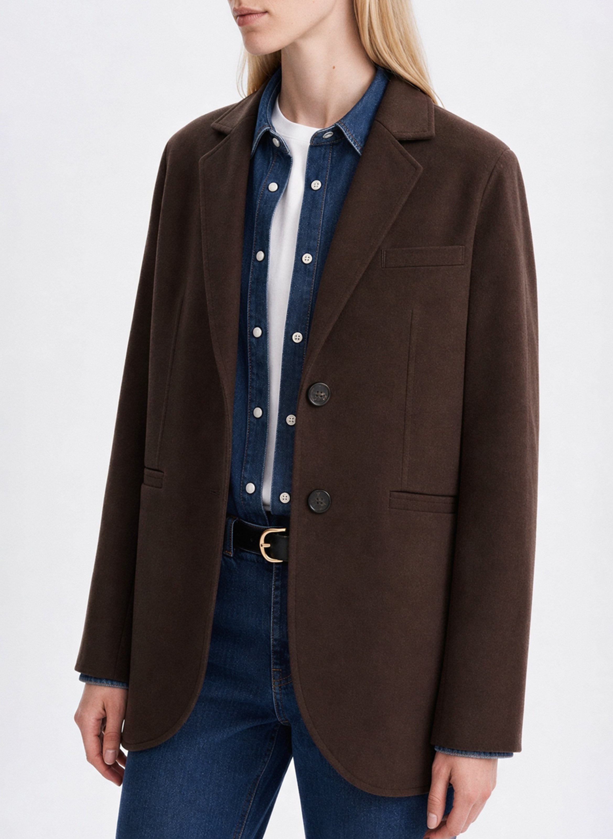 Wool-blend jacket with tailored collar VANESSA BRUNO Brown