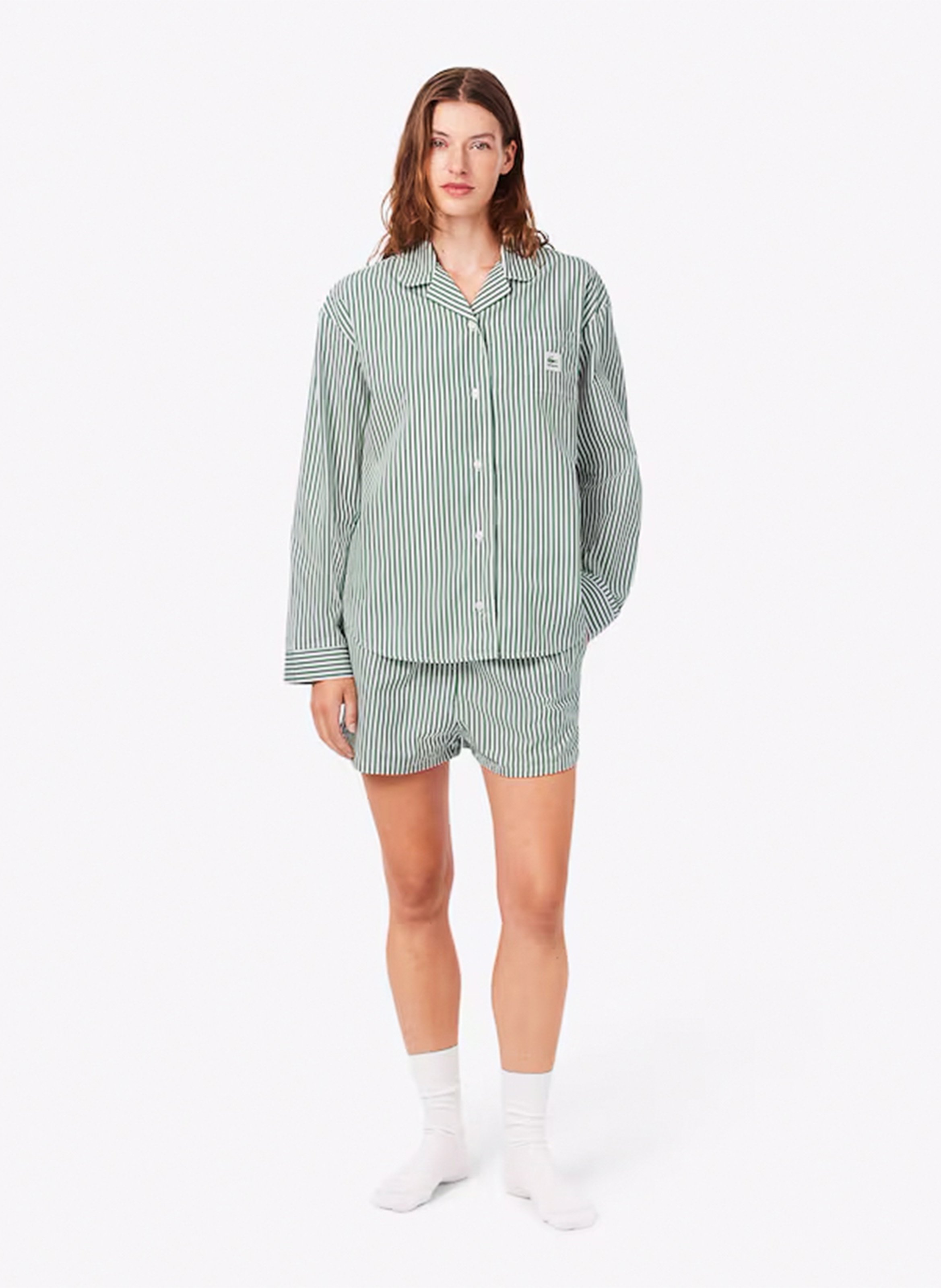 Striped cotton pyjama set LACOSTE Green