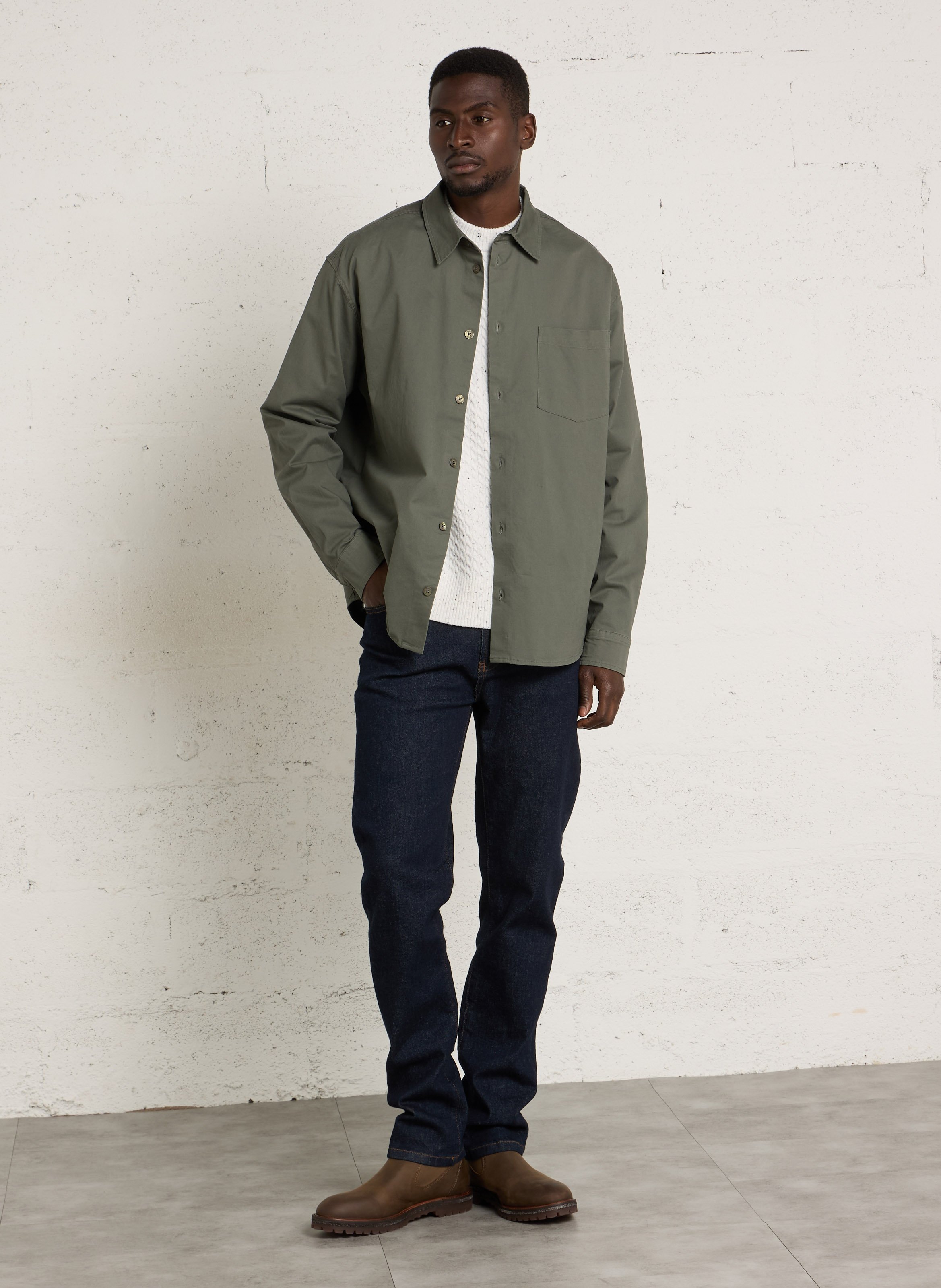 Gerade geschnittenes Baumwollhemd CASUAL FRIDAY Beige